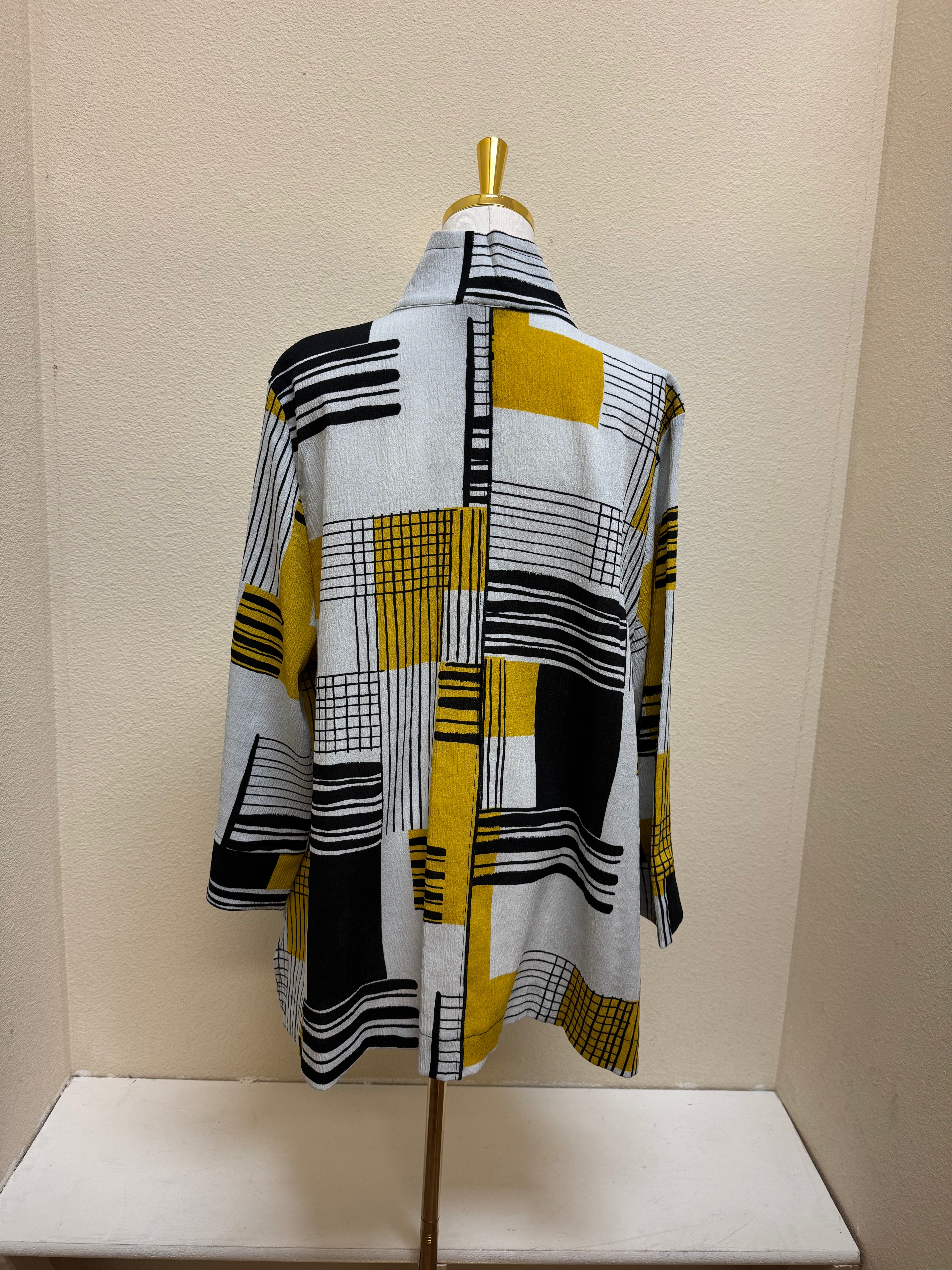 Moonlight Geo-Print Button Front Jacket - 2808-MUSTARD