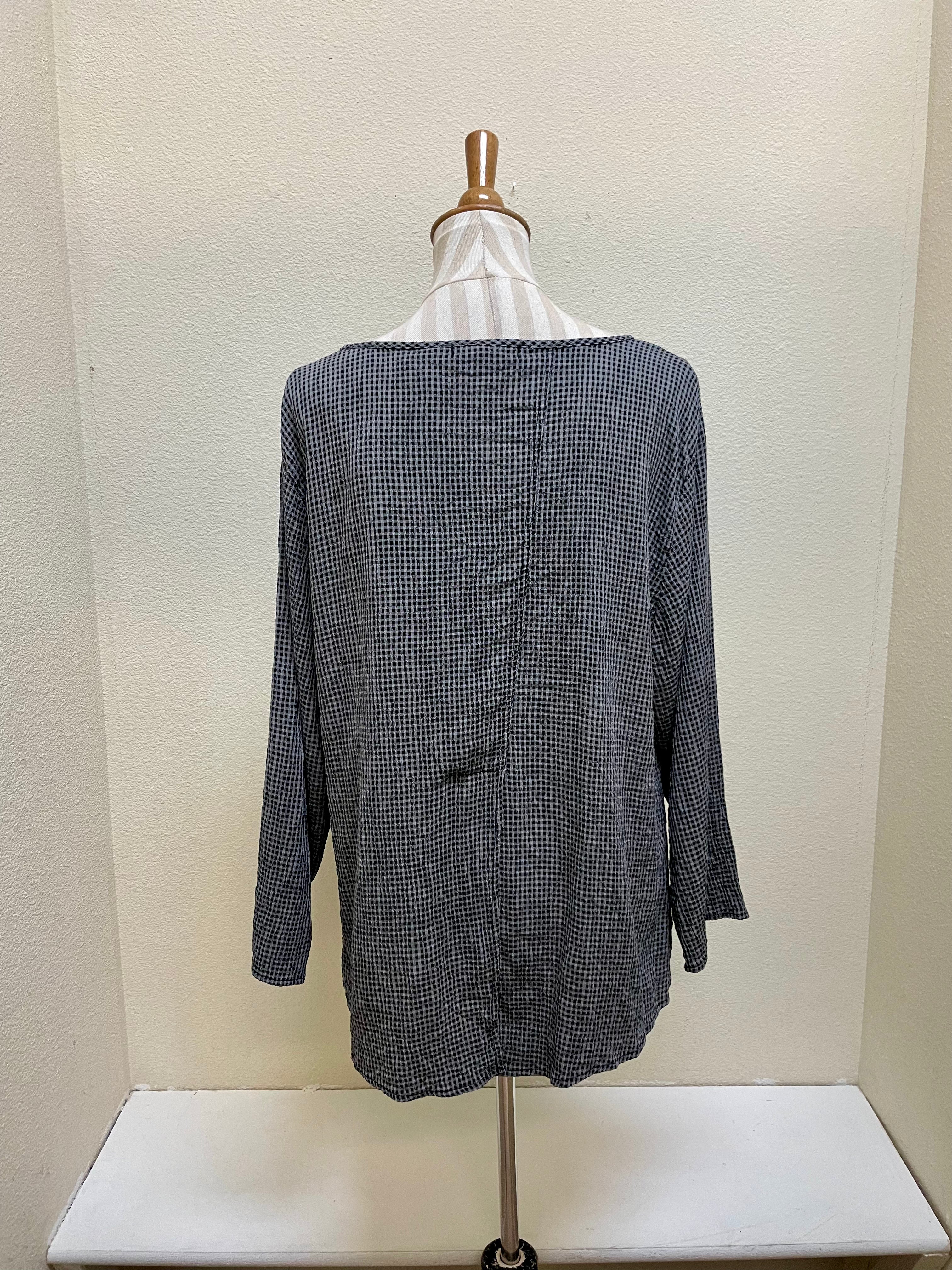 CUT LOOSE - Crinkle Check Split Back Top - 6127965