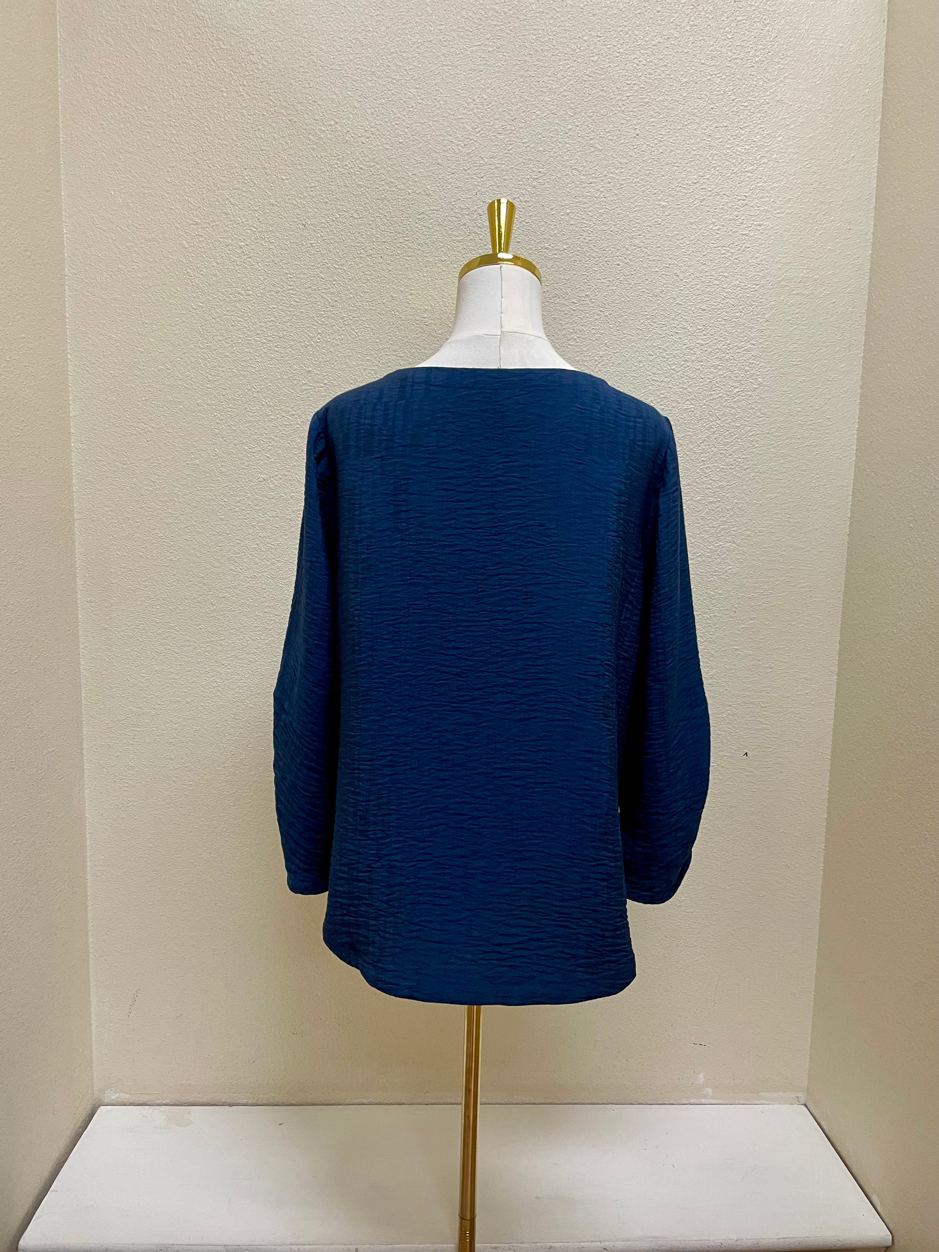 Habitat Soft Rayon Jacquard Pleat Pullover - 30712 - NAVY