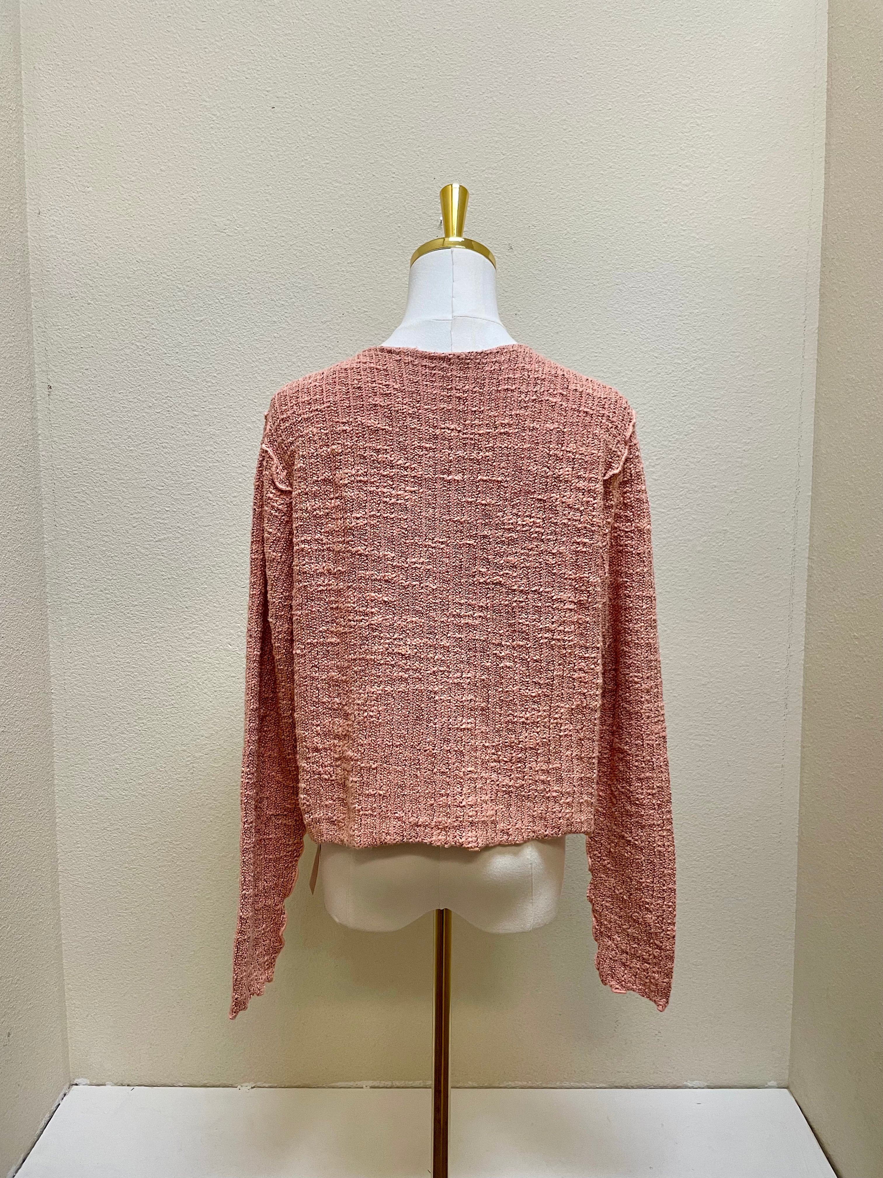 CUT LOOSE Texture Sweater Knit Crop Cardigan - 6378949 - CORAL REEF