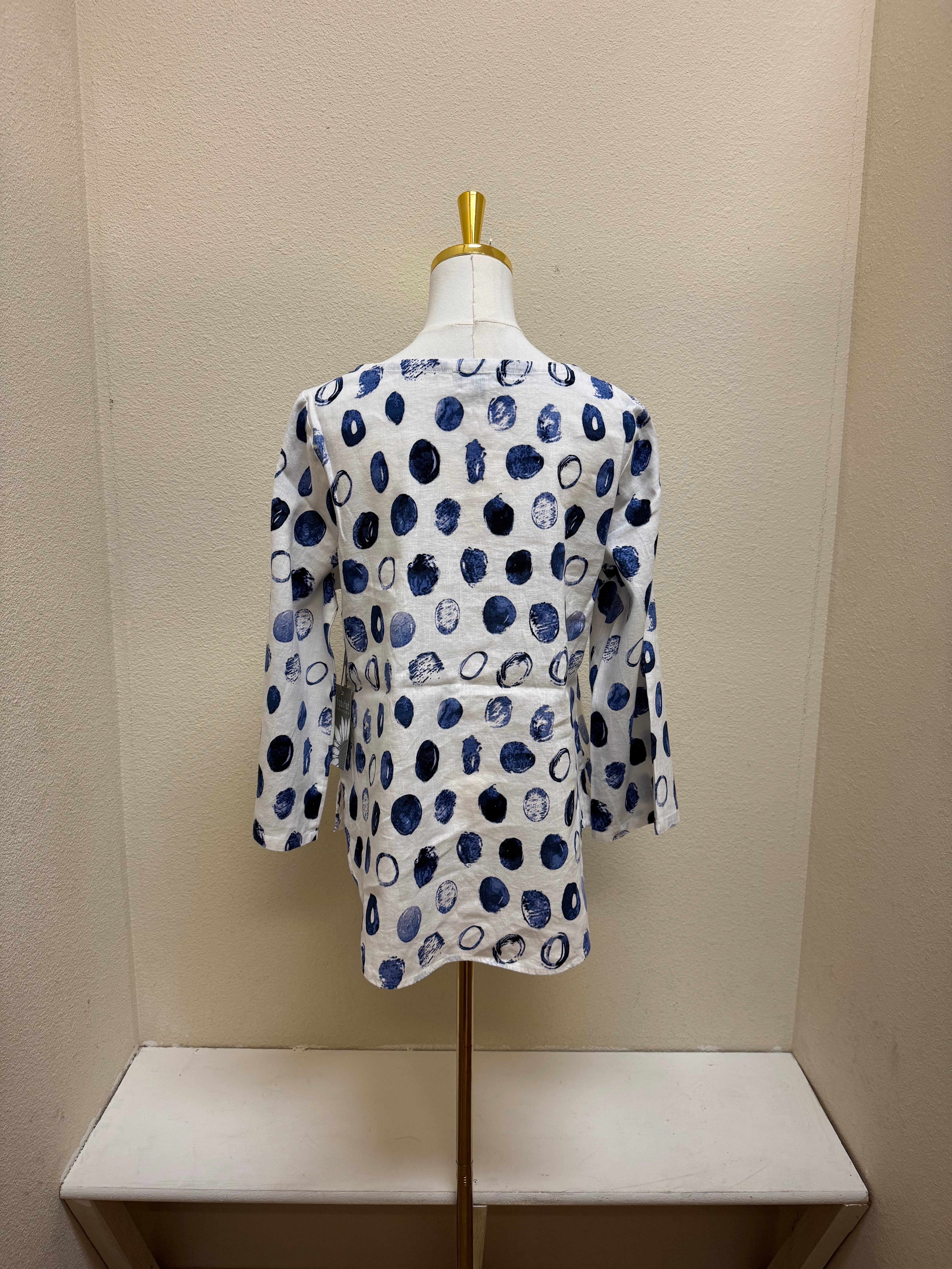 Habitat Linen Dot Button Up Blouse - 46955 - WHITE