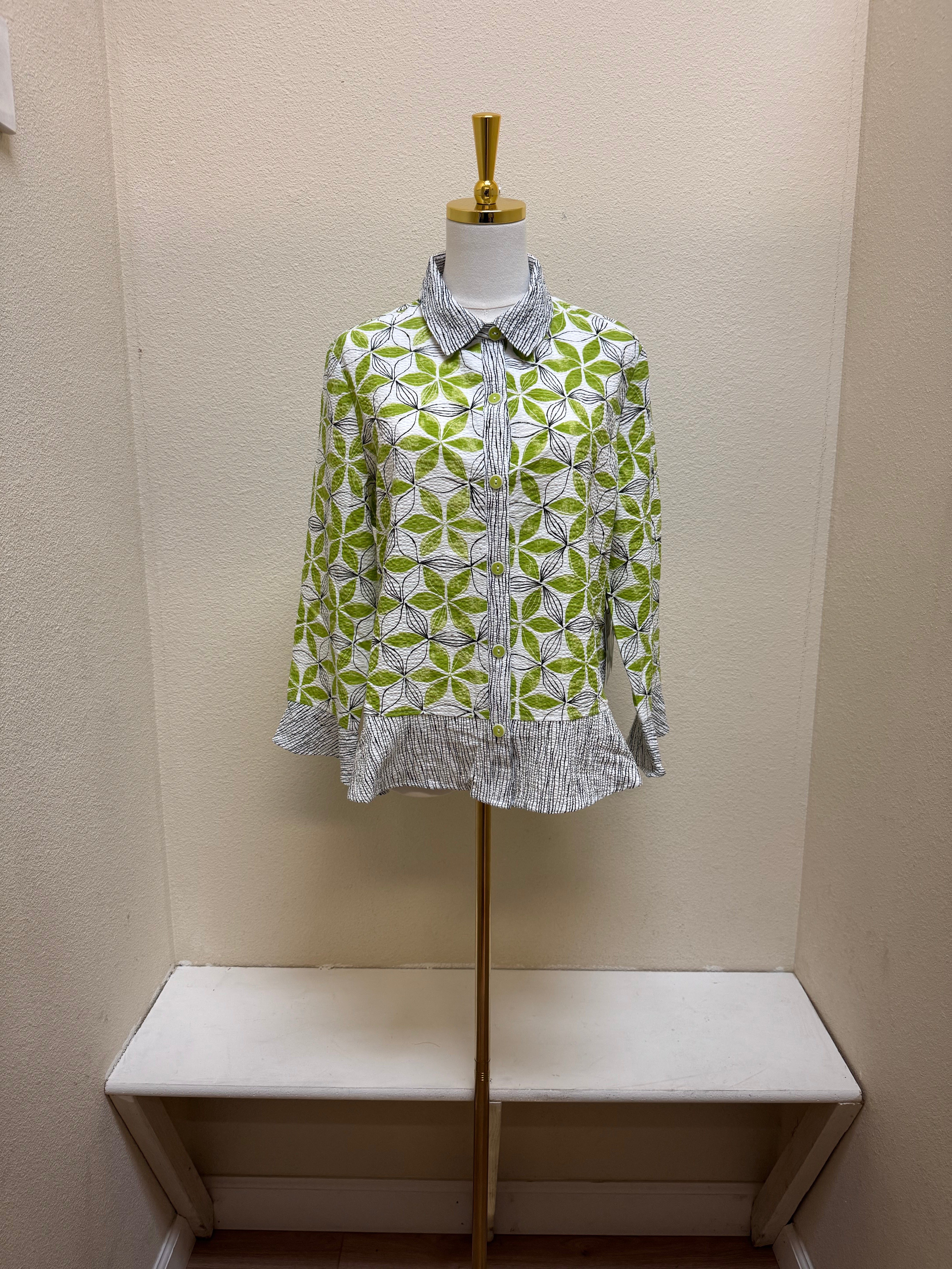 Habitat Crinkle Crepe Floral Mix Flounce Shirt - 21622 - LEAF