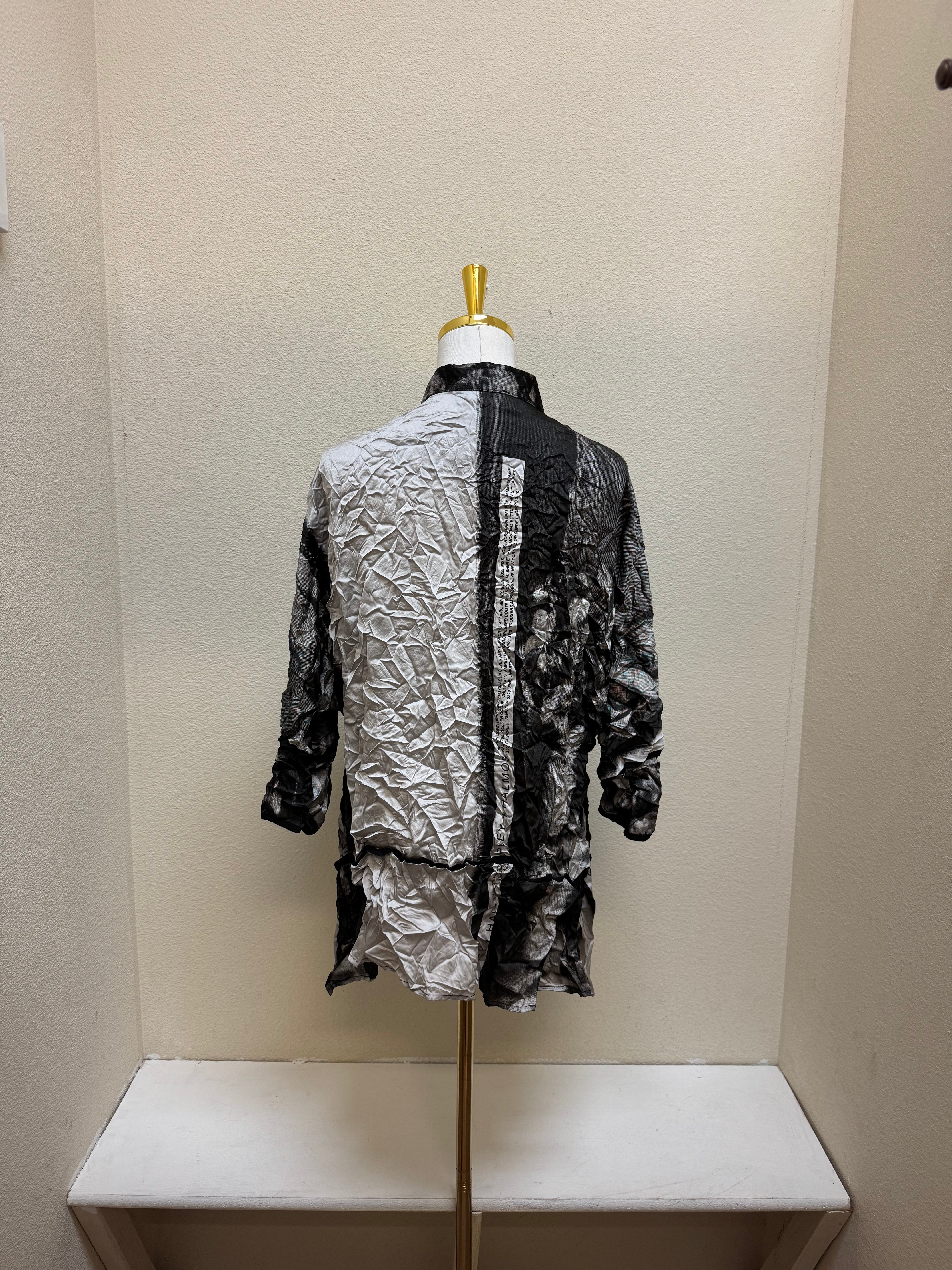 MOONLIGHT Button Down Photograph Print Top - 4268 - SILVER/BLACK