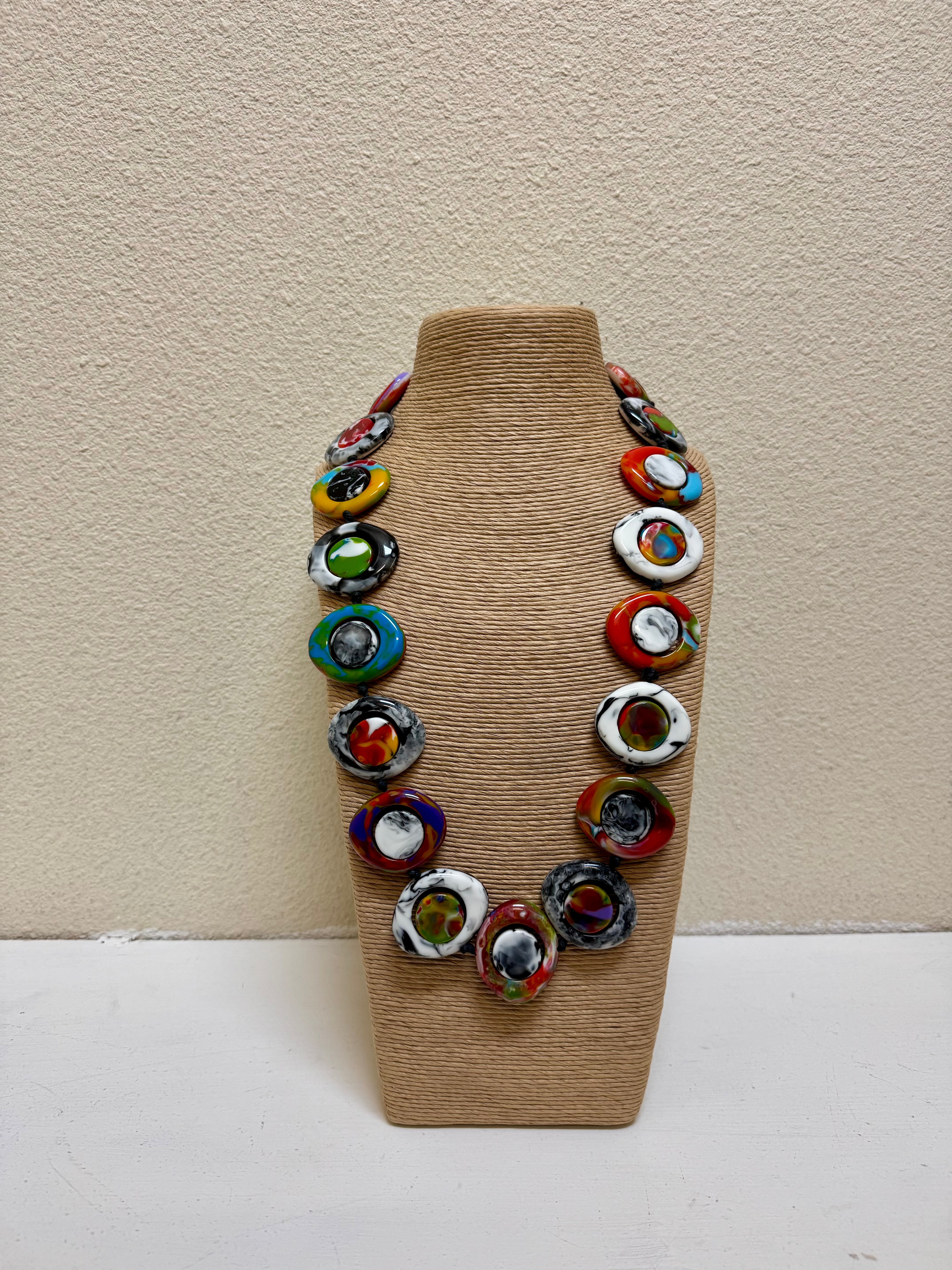Atelier 1701 - Black, White & Multicolored 30" Resin Necklace