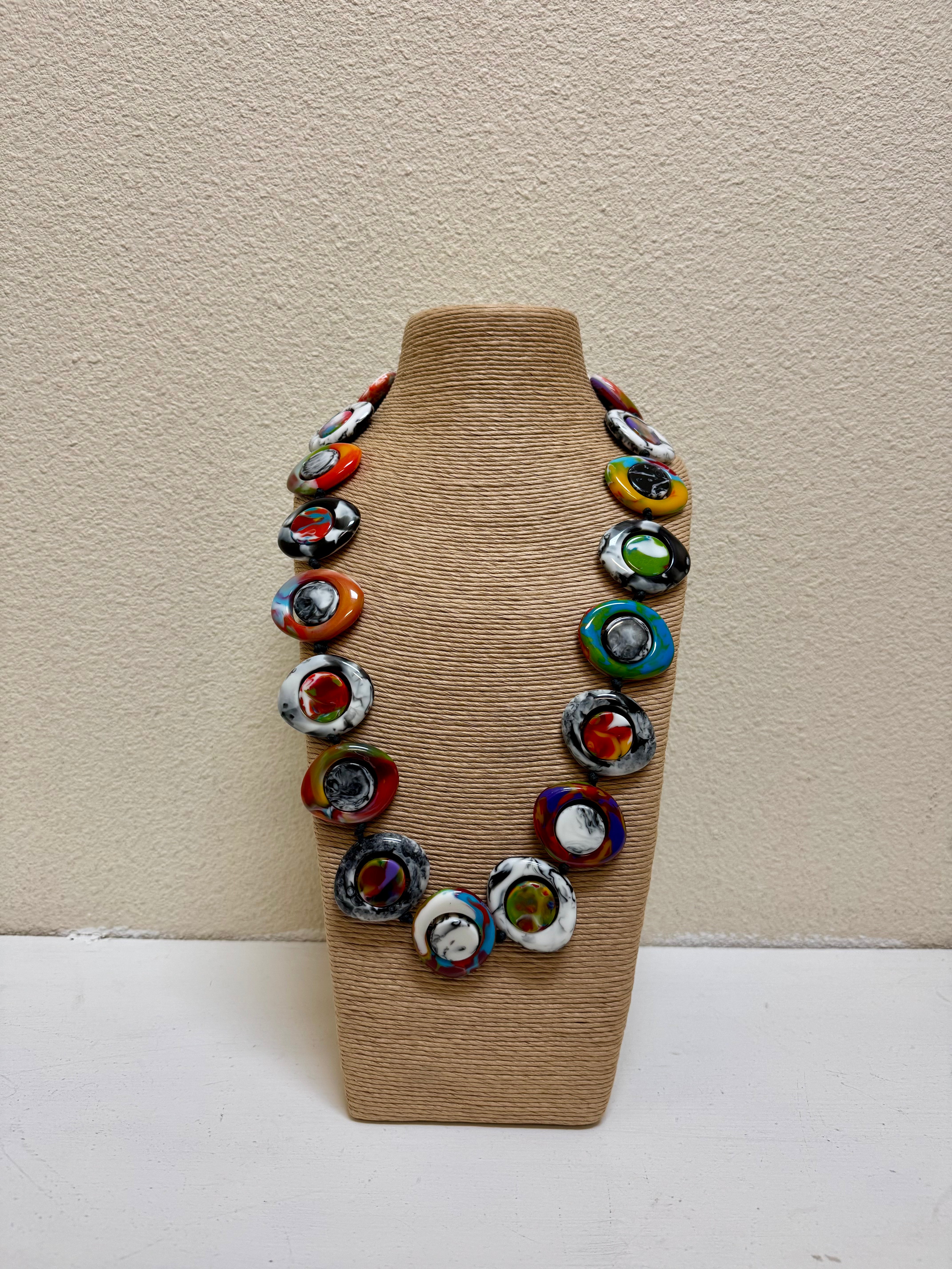 Atelier 1701 - Black, White & Multicolored 30" Resin Necklace
