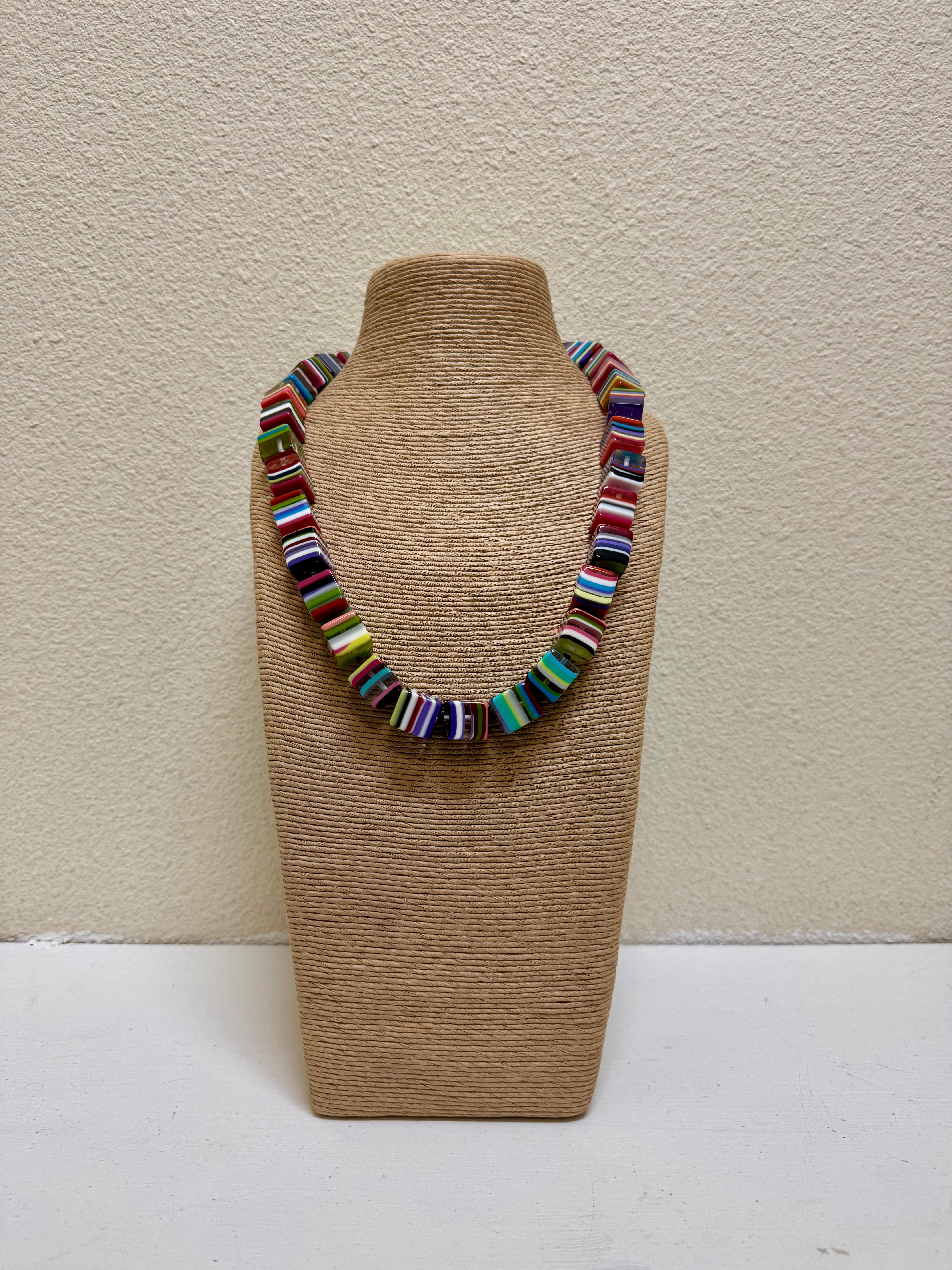 Atelier 1701 - Multicolored Cube 28" Resin Necklace