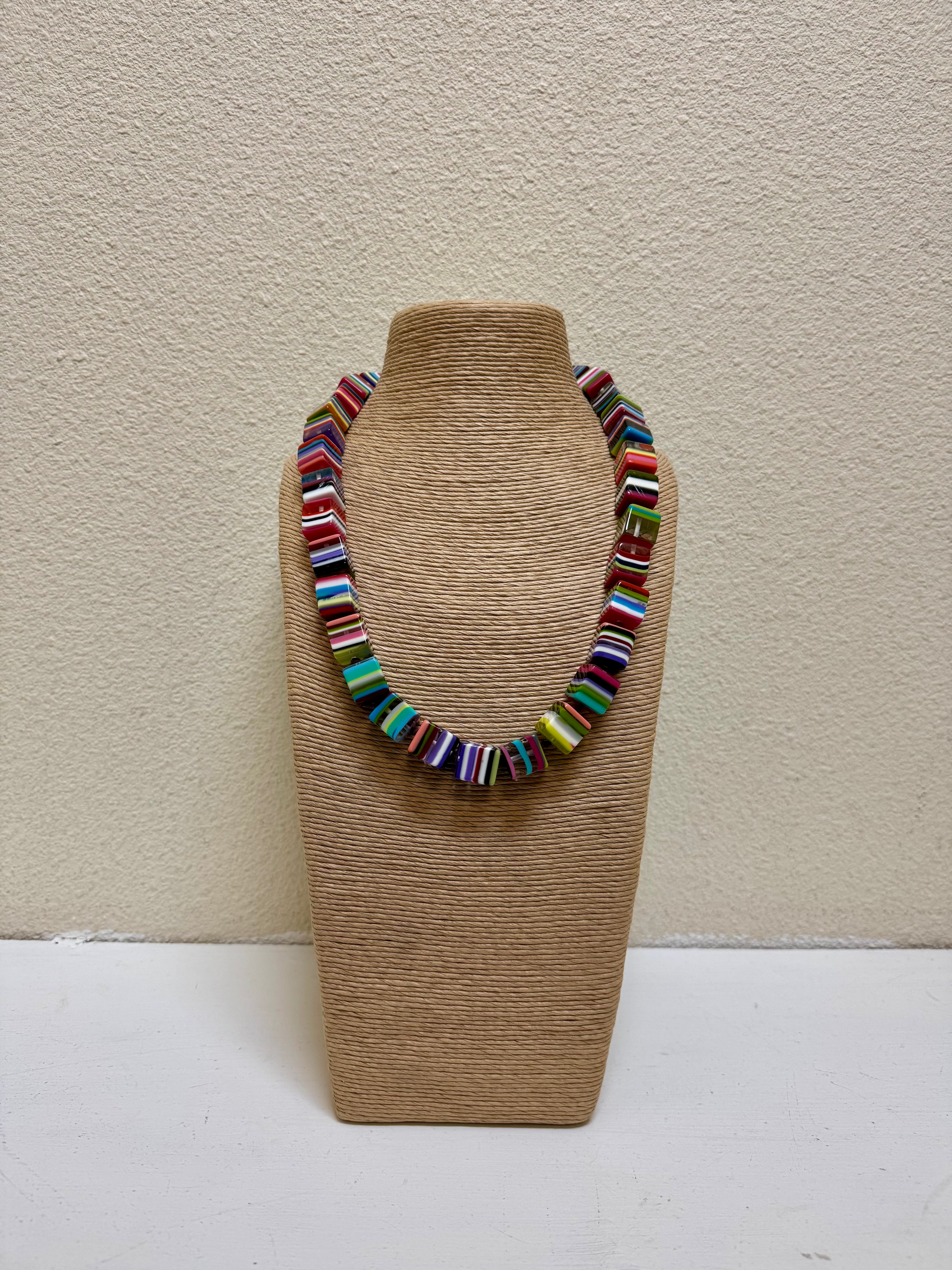 Atelier 1701 - Multicolored Cube 28" Resin Necklace