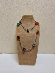 Atelier 1701 - Multicolored Bead & Cube 50" Resin Necklace