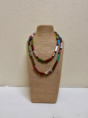 Atelier 1701 - Multicolored Rectangular Bead 26" Resin Necklace