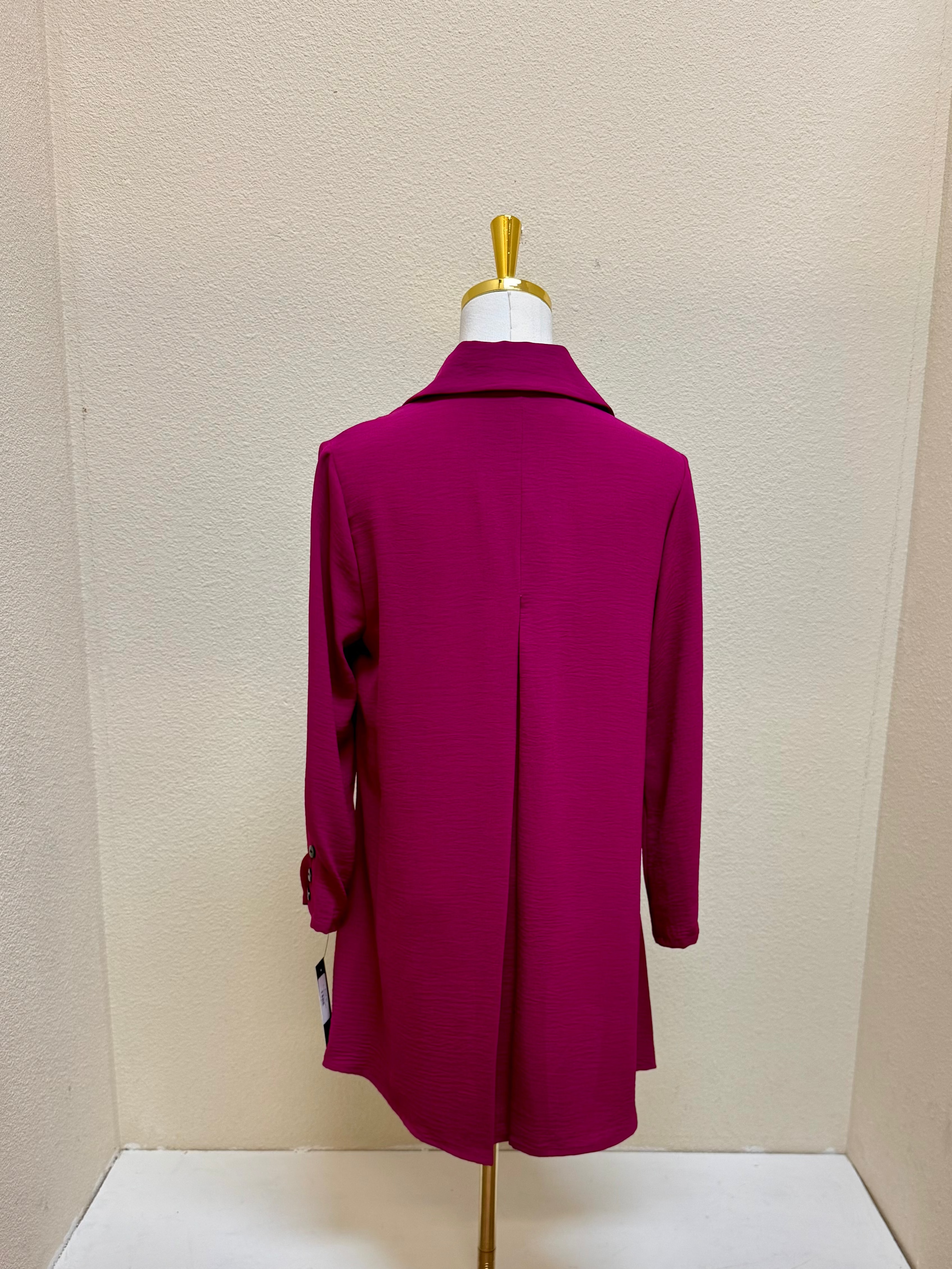 Sydney Project Shiloh Button Down Long Sleeve Collared Top - AFT1098 - MAGENTA