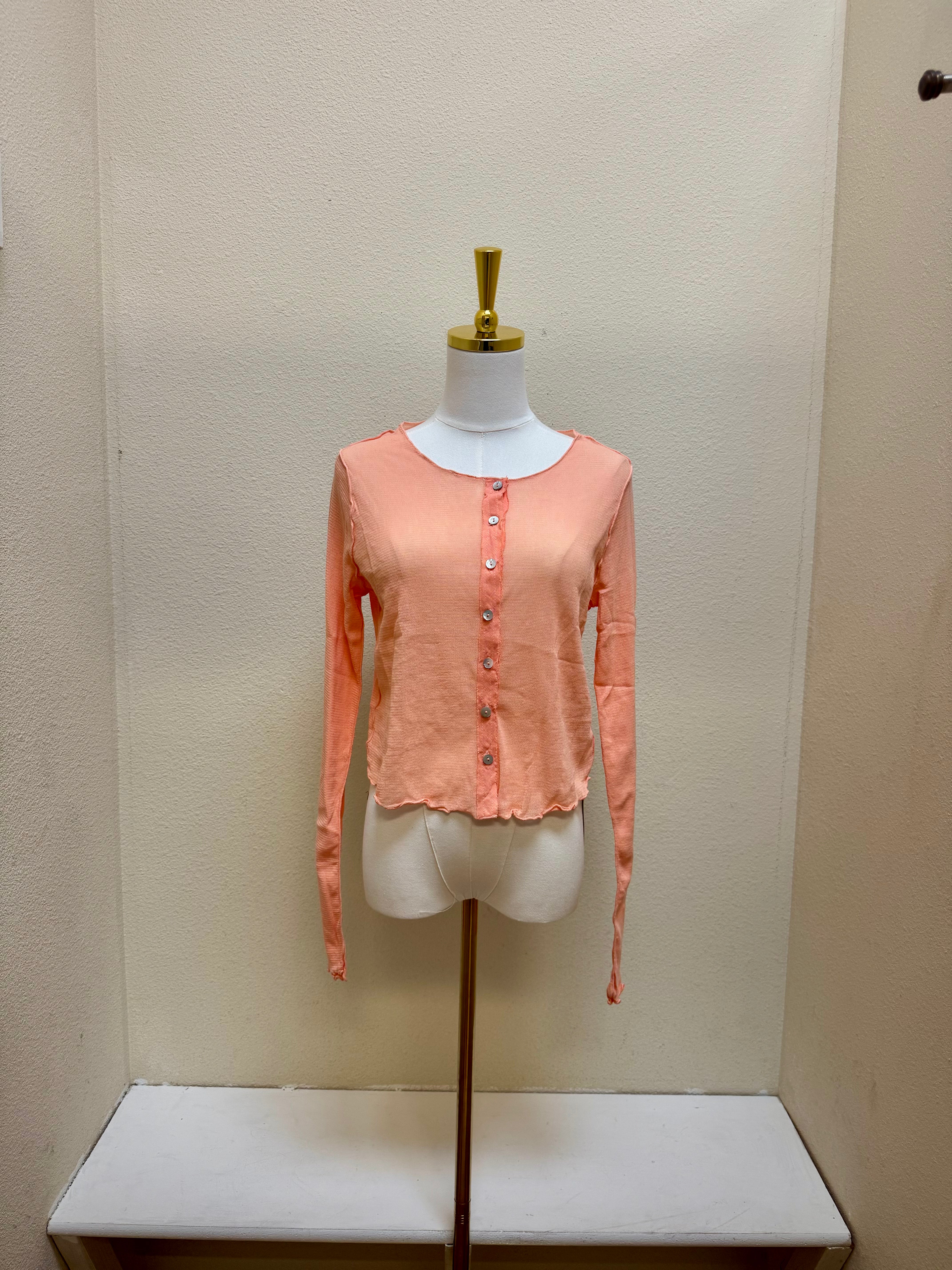 CUT LOOSE Tulle Crop Cardigan - 1388763 - CORAL REEF