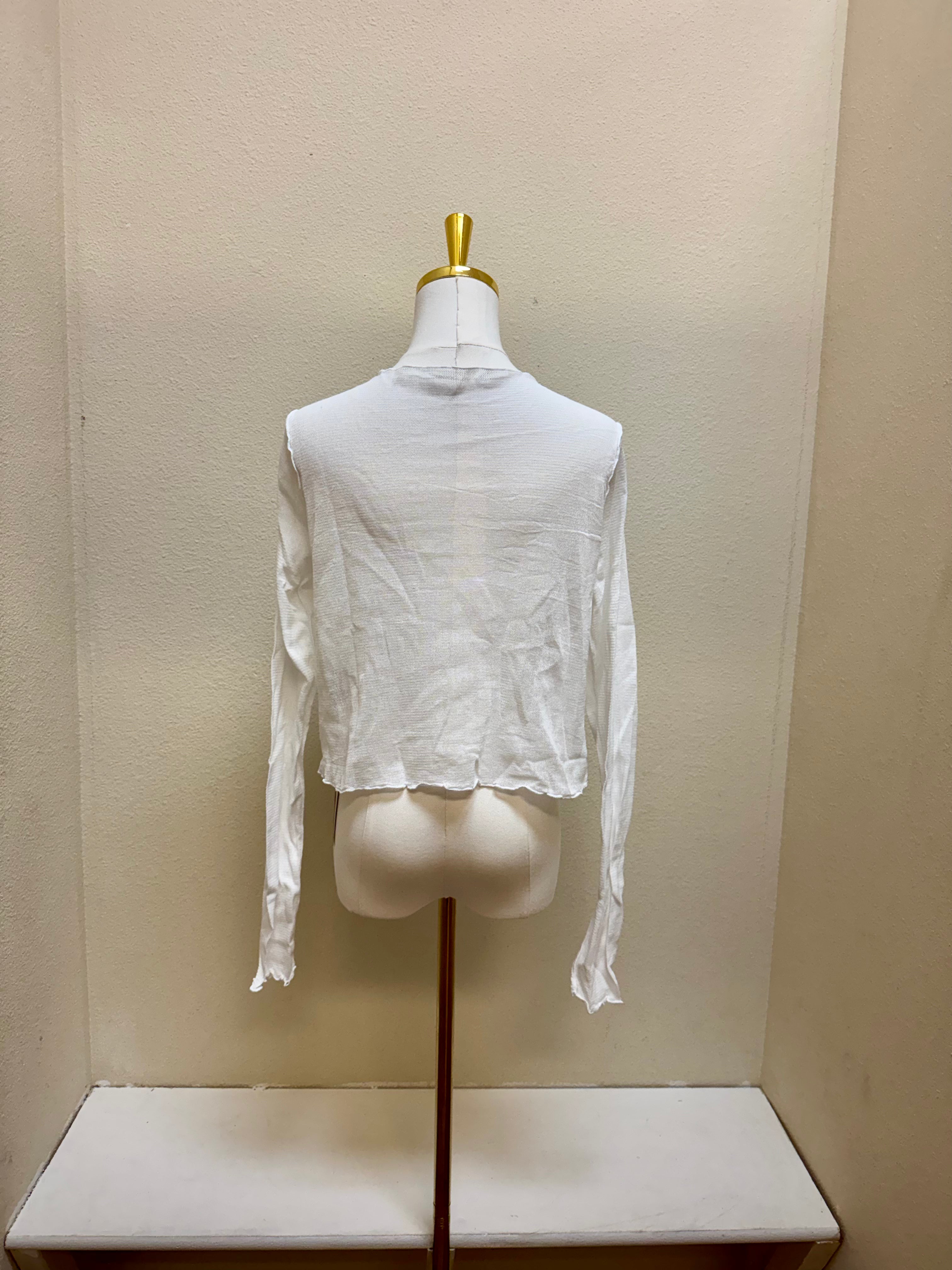 CUT LOOSE Tulle Crop Cardigan - 1388763 - WHITE