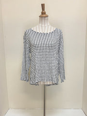 CUT LOOSE - White Crinkle Plaid Split Back Top - 6827965
