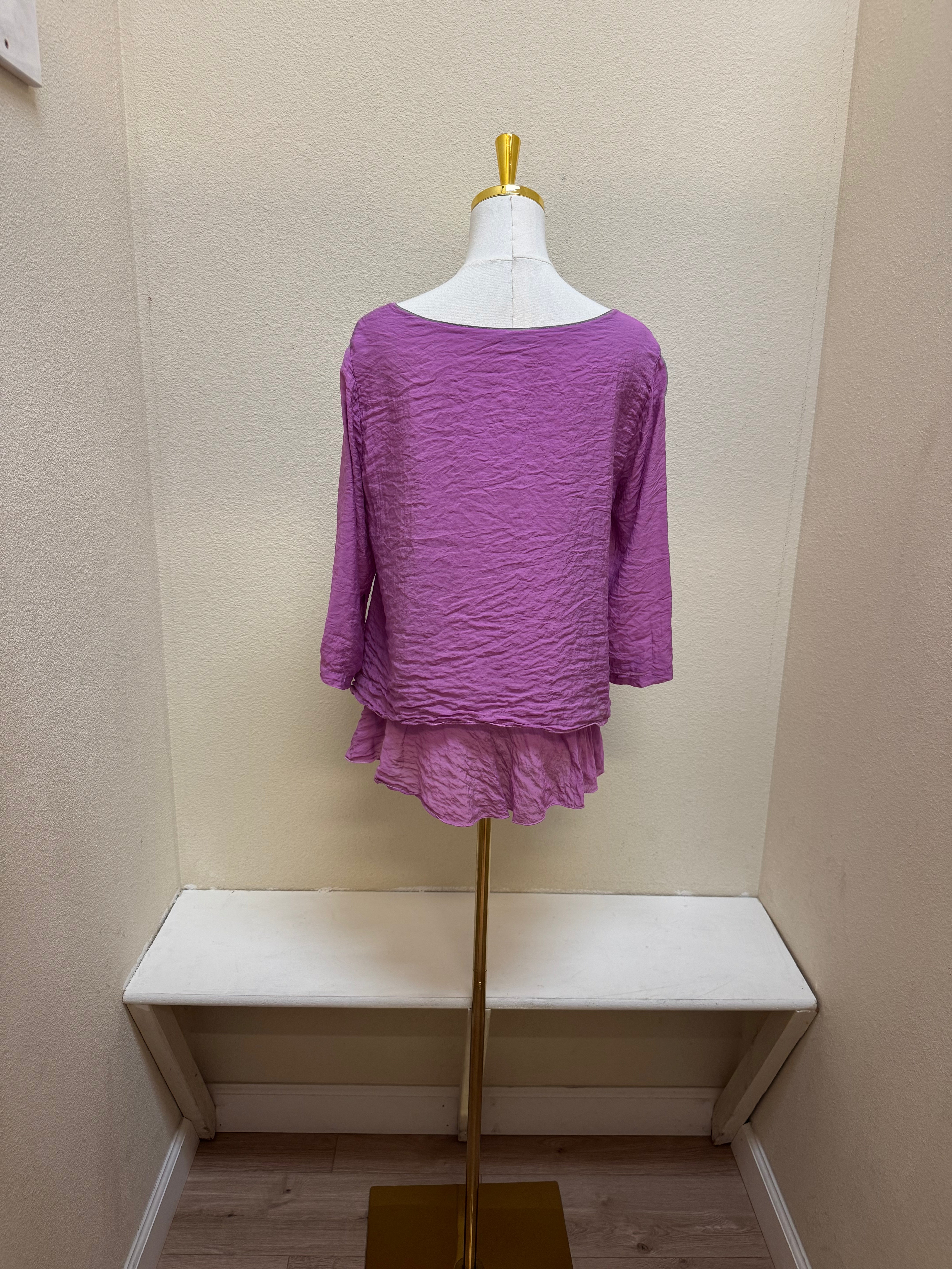 Color Me Cotton CMC Two Tier Ruffle Solid Top - C9999 - TULIP