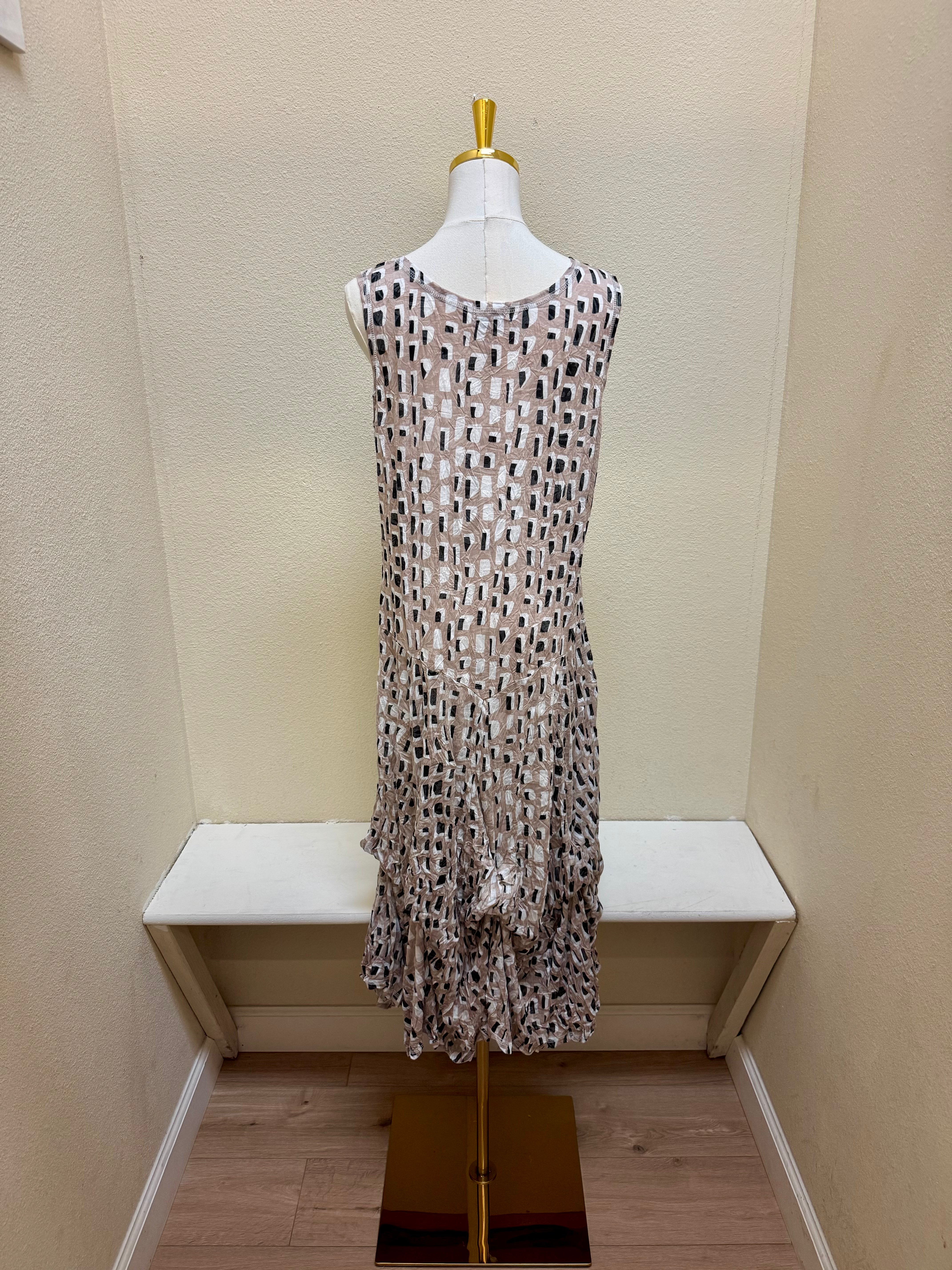 Shana Crinkle Long Tank Bubble Dress - 26006 - KHAKI