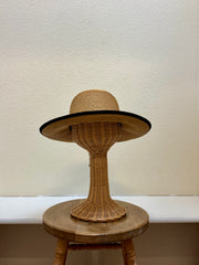 Paper Straw Sun Hat with Black Bow - 1707