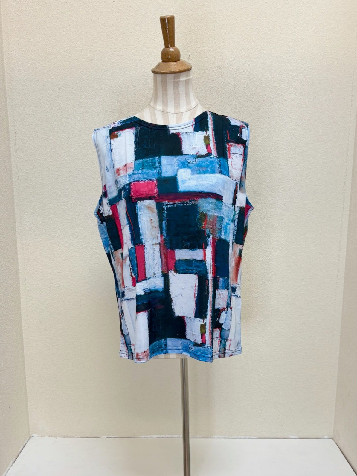 DAMEE ABSTRACT PRINT DENIM MESH TWIN SET - 31396-DNM - XL ONLY