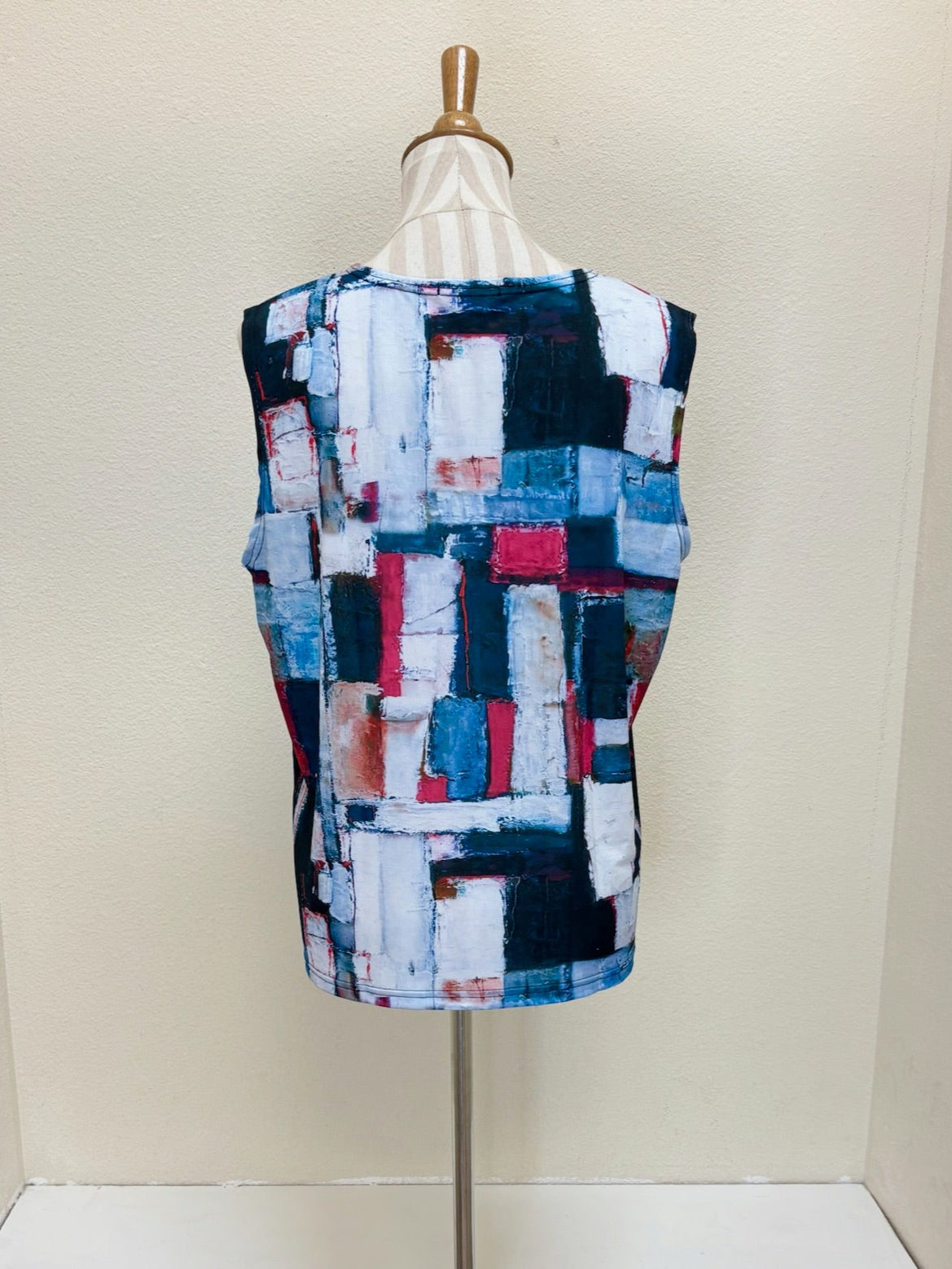 DAMEE ABSTRACT PRINT DENIM MESH TWIN SET - 31396-DNM - XL ONLY