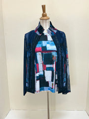 DAMEE ABSTRACT PRINT DENIM MESH TWIN SET - 31396-DNM - XL ONLY
