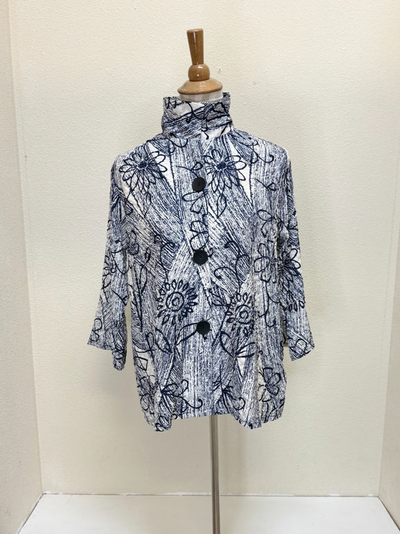 DAMEE FLOWER DRAWING SEERSUCKER JKT - 4959 - NVY