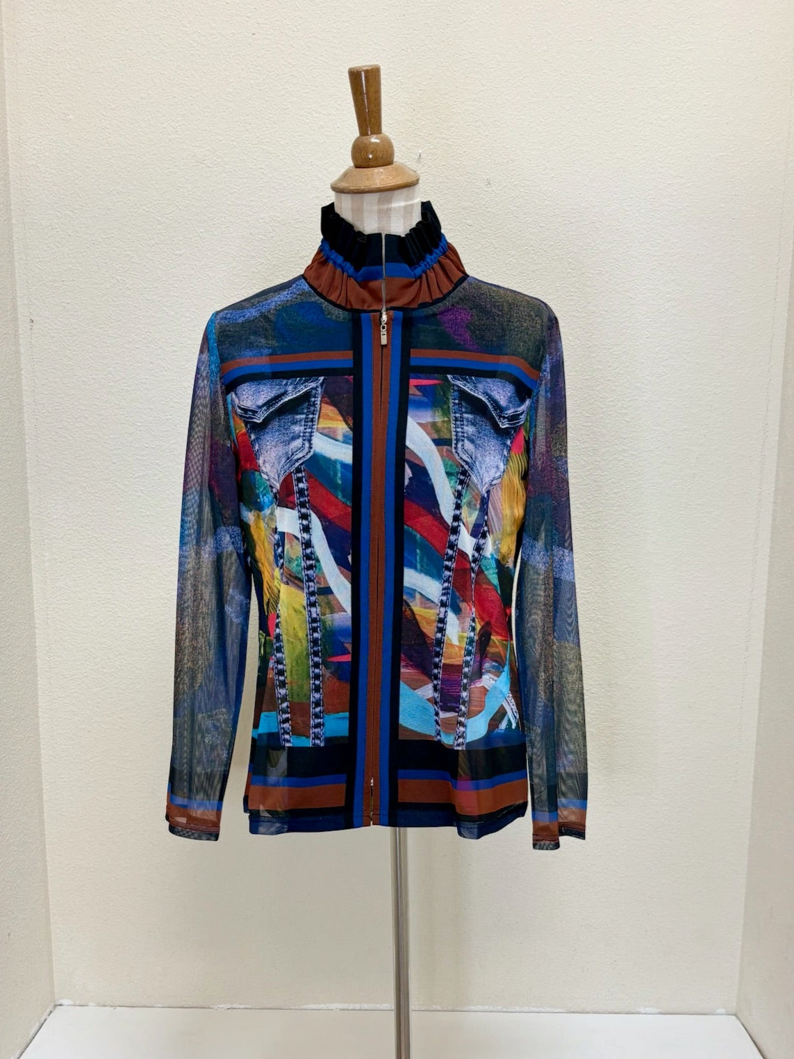DAMEE FRAMED ART DENIM MESH TWIN SET - 31430 - MLT