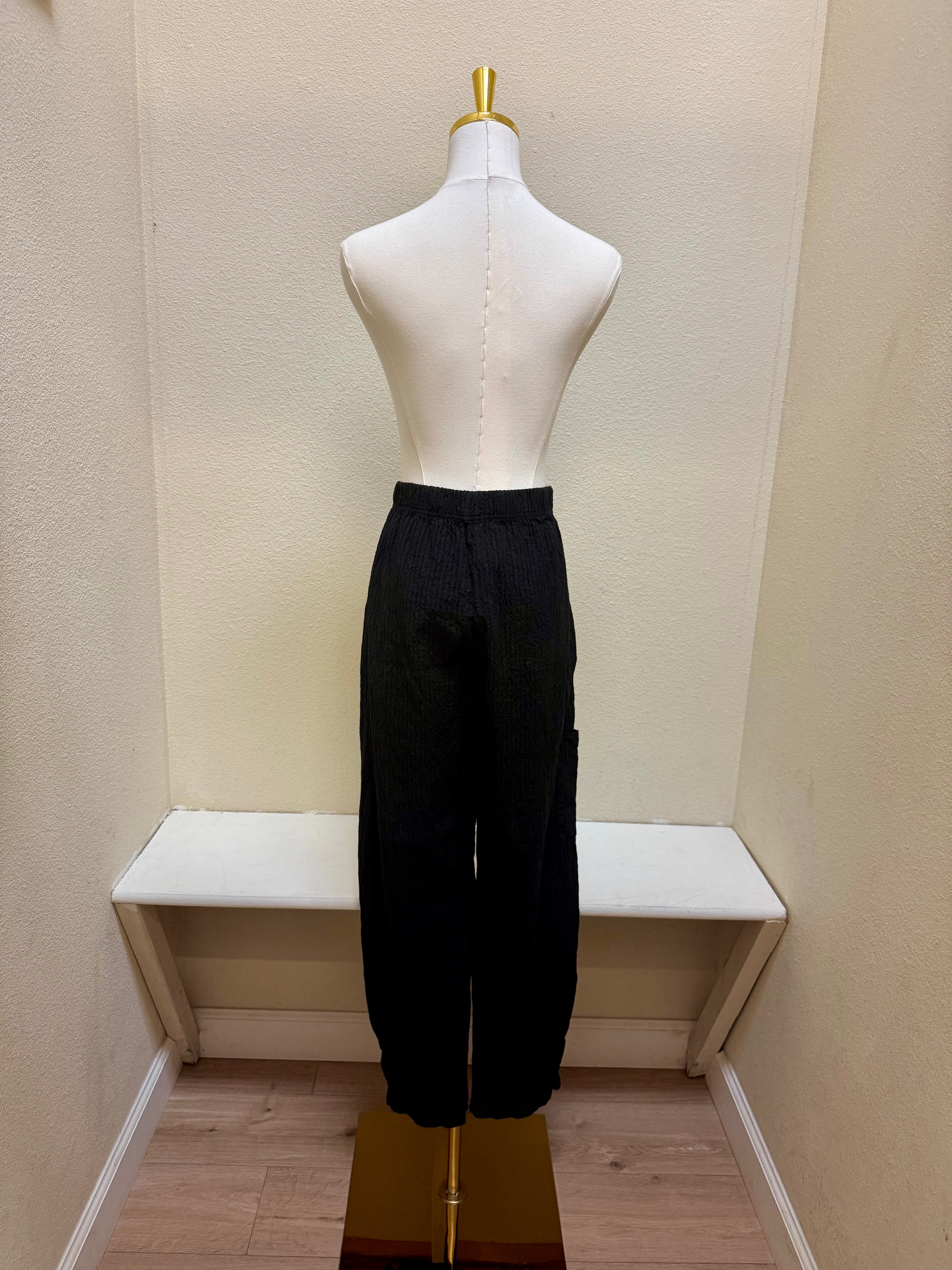 CUT LOOSE Black Stripe Crinkle Cargo Pant - 0642361 - BLACK