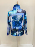 DAMEE ABSTRACT PAINTING BIKER JKT - 4954 - BLU