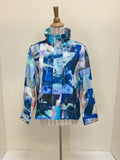DAMEE ABSTRACT PAINTING BIKER JKT - 4954 - BLU
