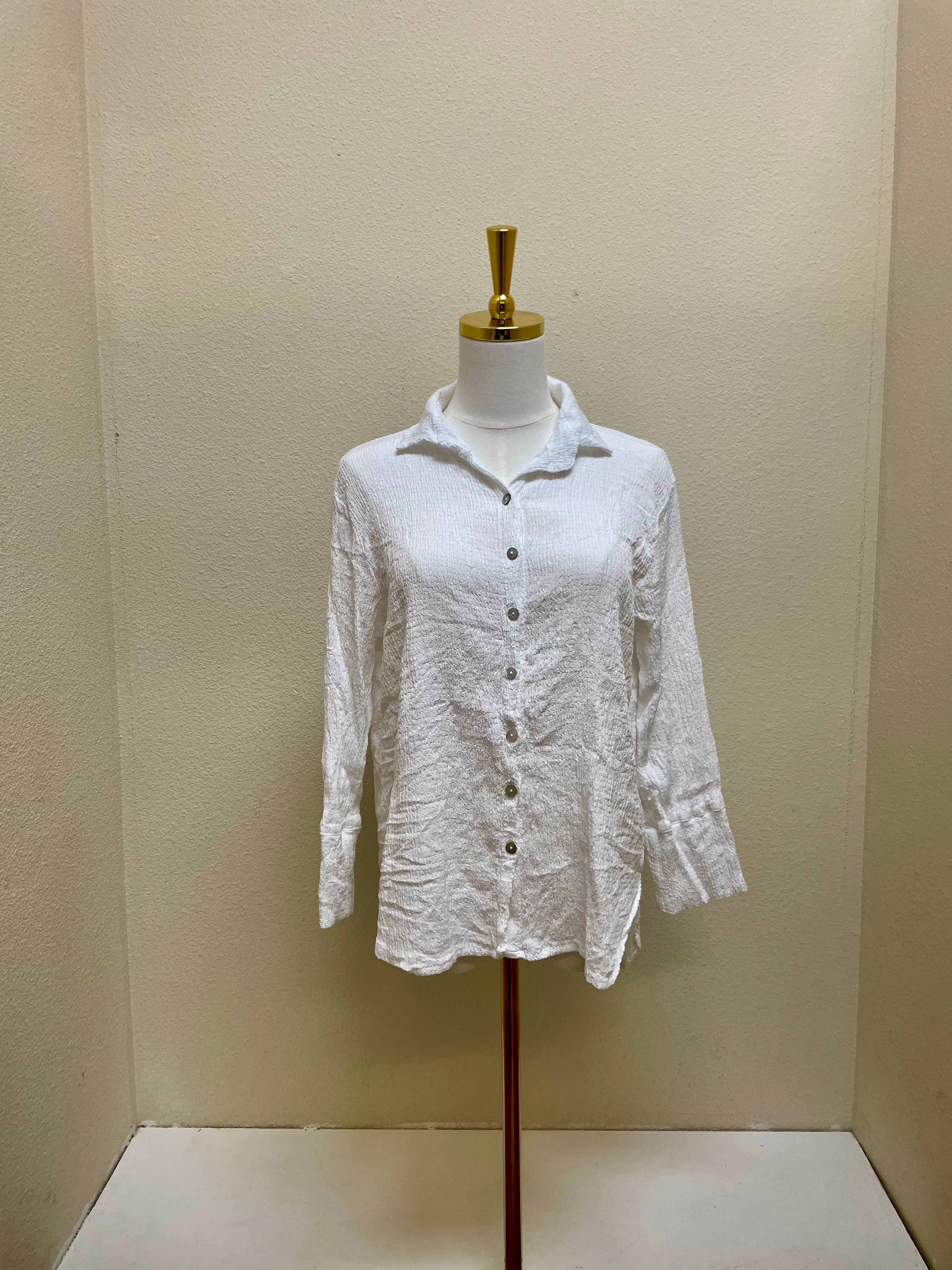 CUT LOOSE Crinkle Check Crop Easy Shirt - 6126986 - WHITE