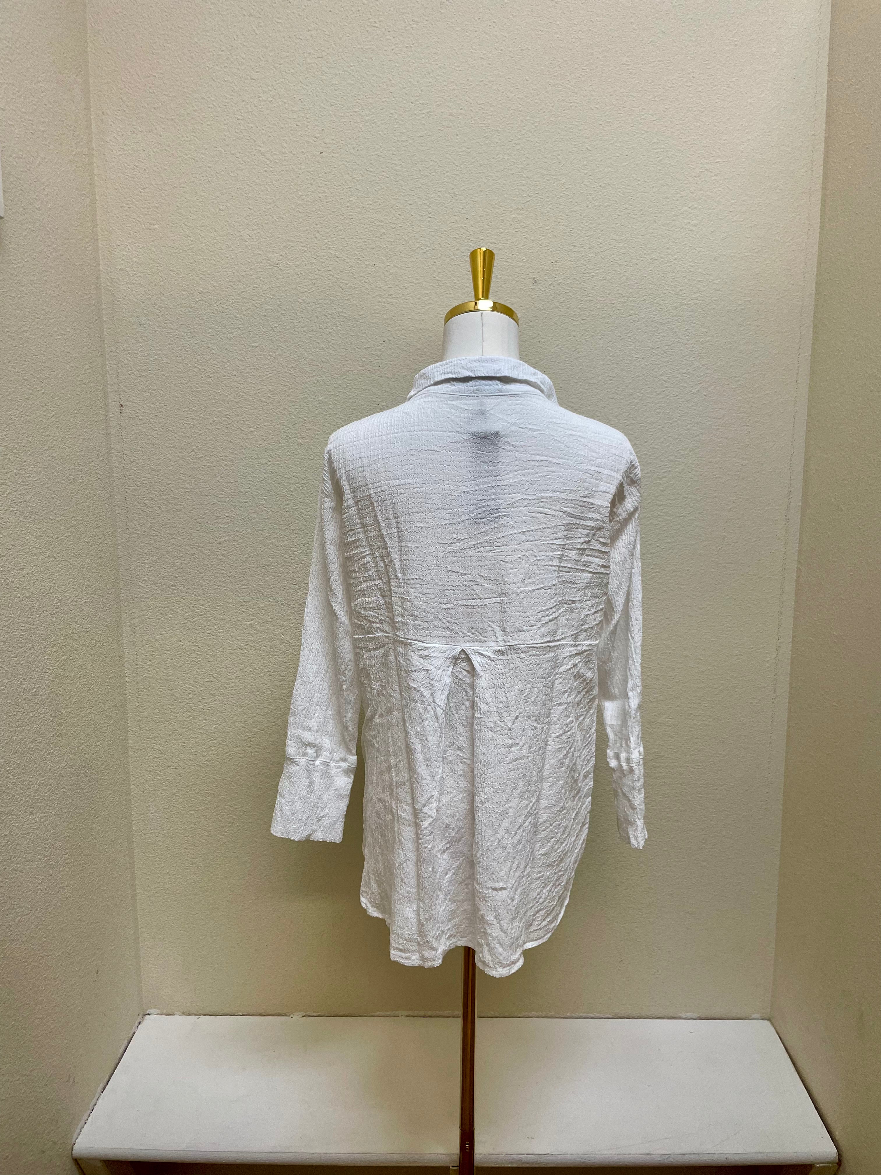 CUT LOOSE Crinkle Check Crop Easy Shirt - 6126986 - WHITE
