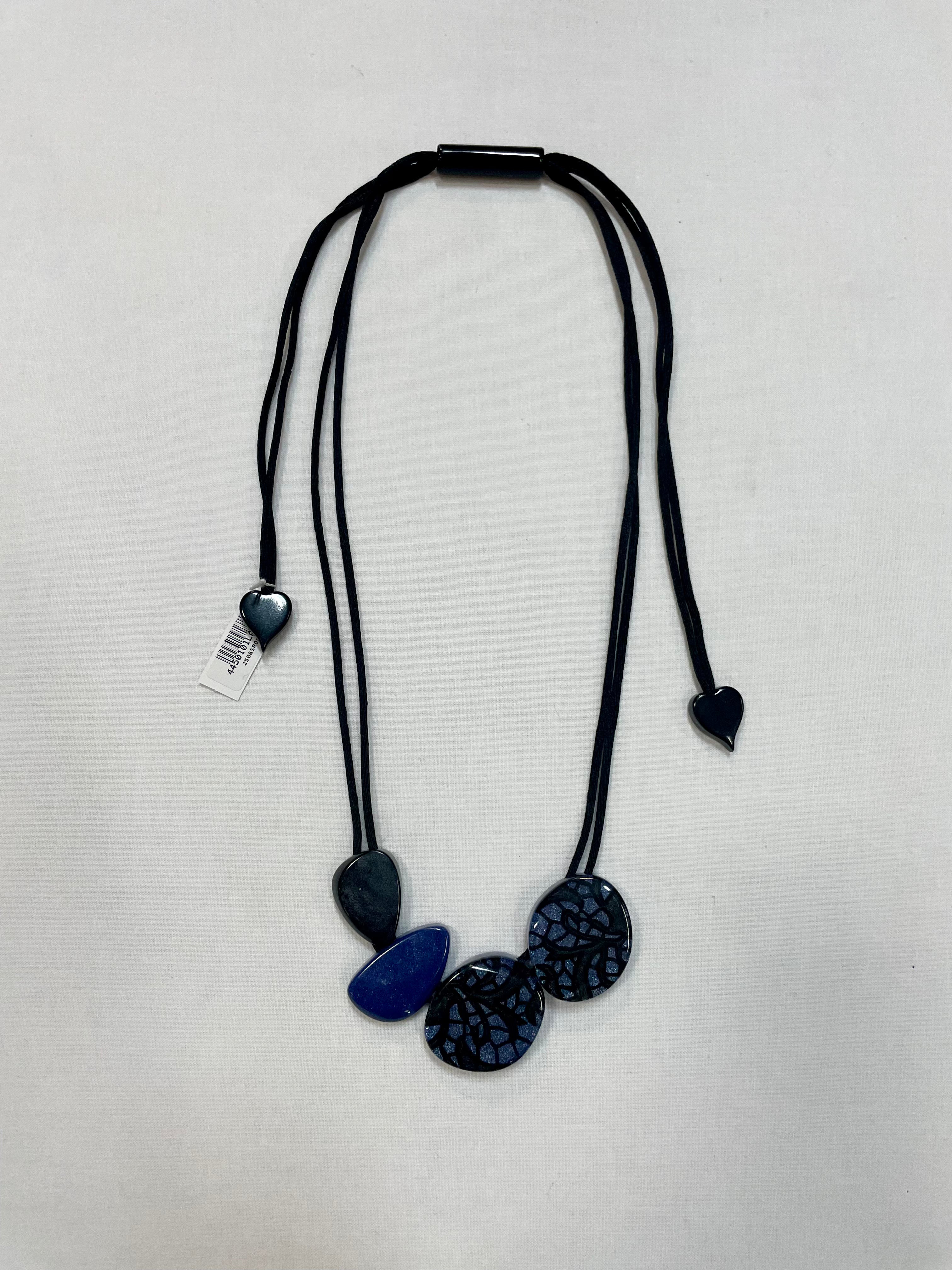 Zsiska Blue and Black Abstract Necklace