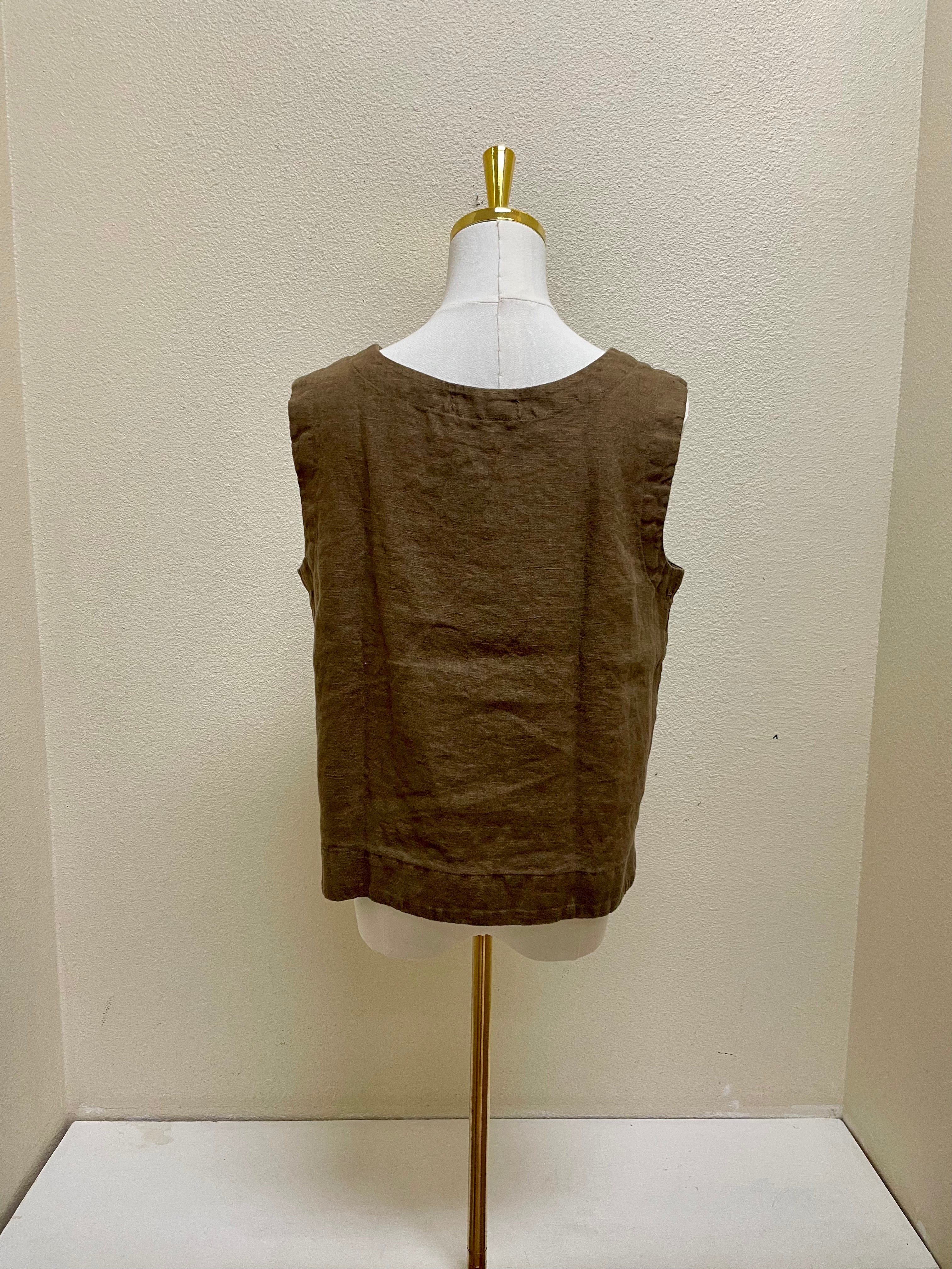 CUT LOOSE Solid Linen Shell w/ Wide Facing - 4405331 - COCONUT