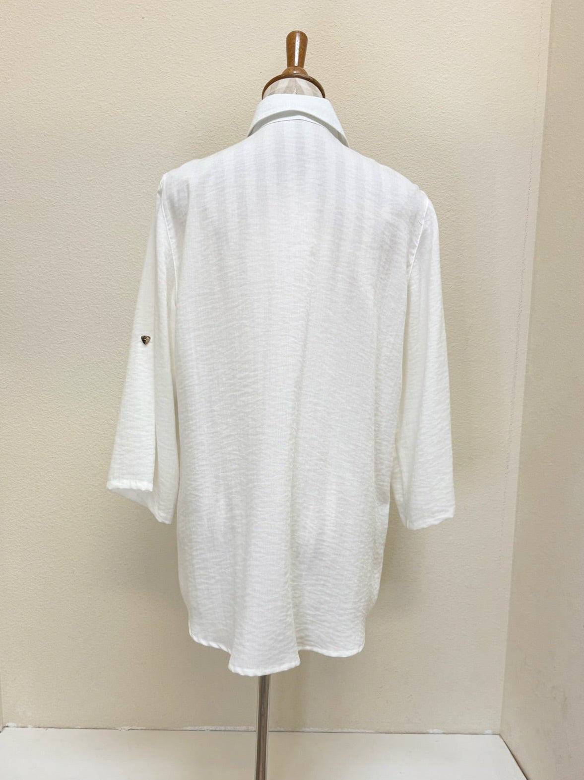 Fridaze AA68- Pleated Front Linen Tunic - WHITE