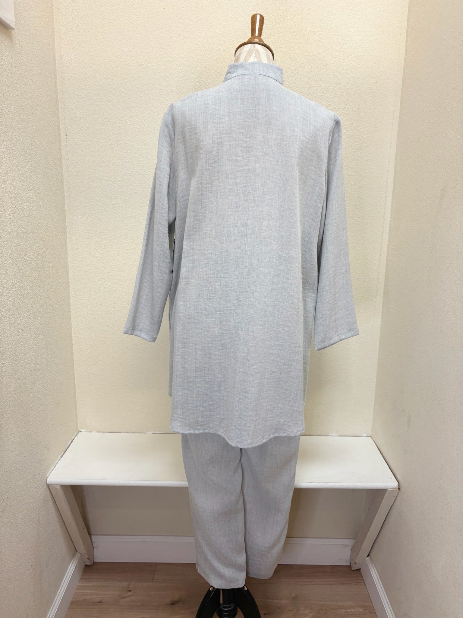Fridaze AA218- Side Button Zippered Linen Tunic - PEBBLE