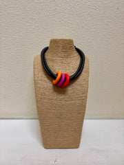 Frank Ideas Rubber Necklace in Orange, Pink and Red
