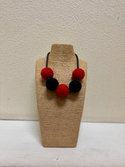Frank Ideas Adjustable Wool and Rubber Necklace in Red and Black