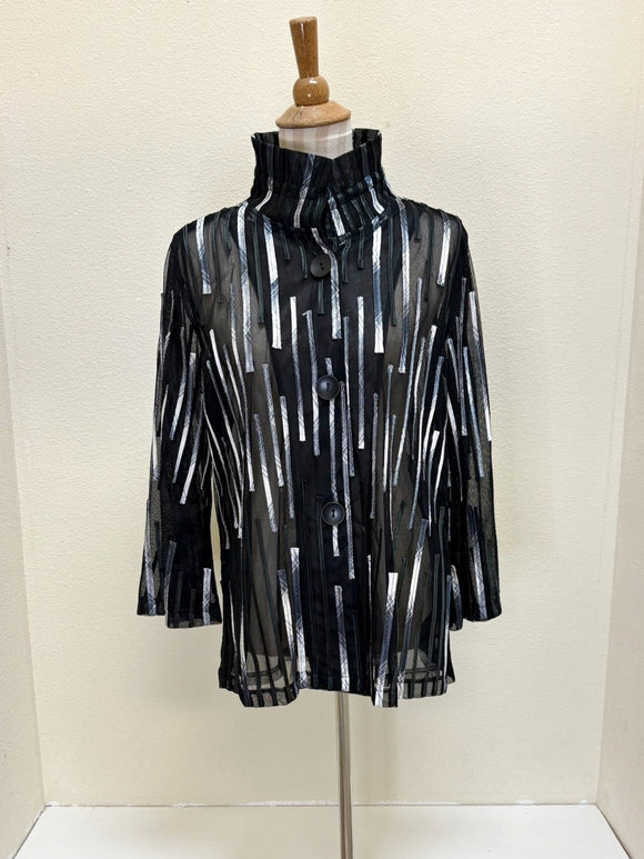 DAMEE PLAID STRIPE SOUTACHE JKT - 2419 - BLK