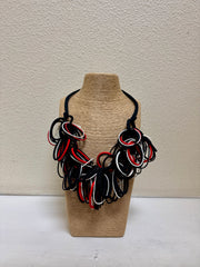FICKLESTICKS Original Loopy Necklace - BLACK, WHITE AND RED