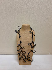 Frank Ideas Long Rubber Looped Black Necklace