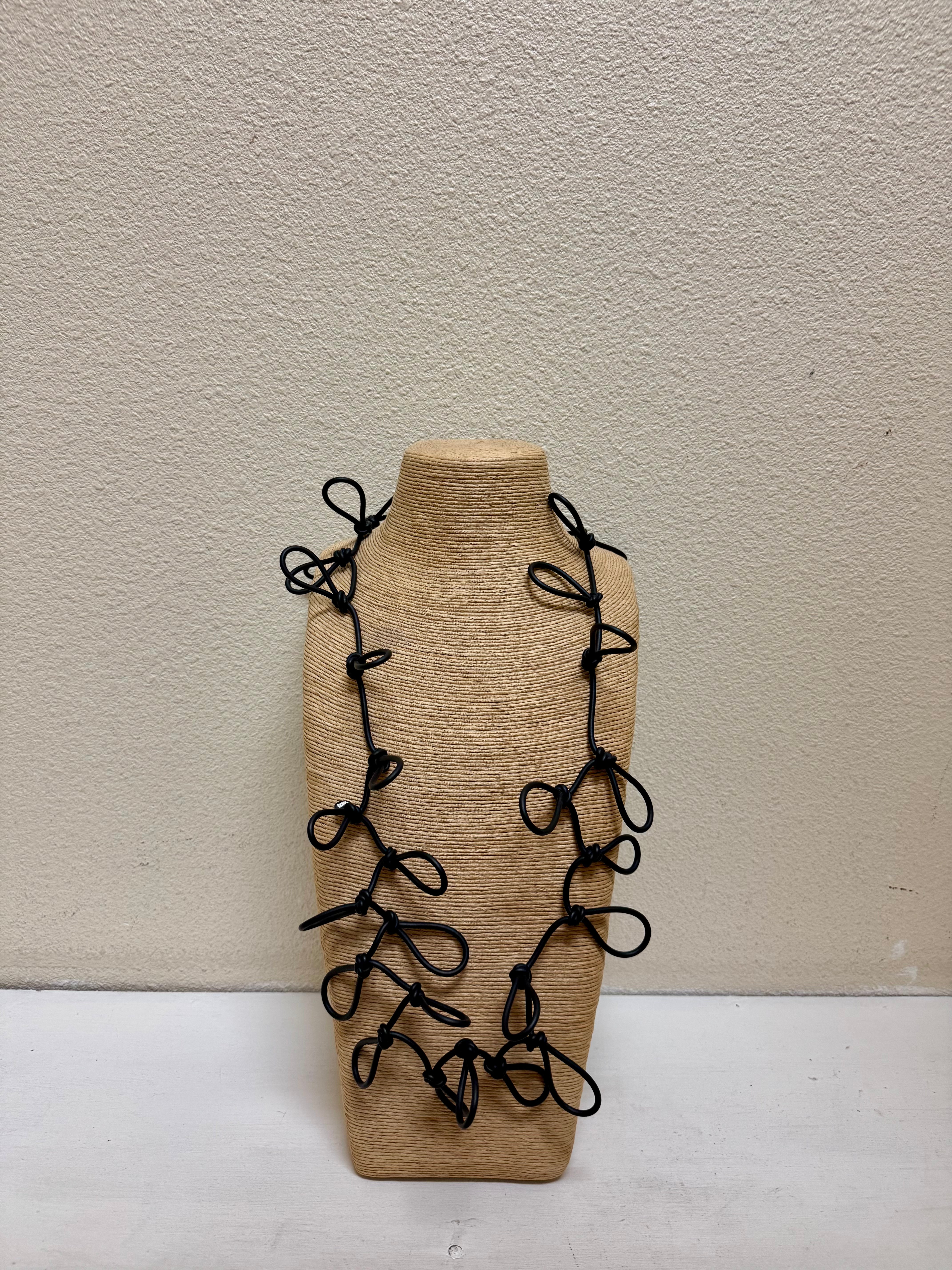 Frank Ideas Long Rubber Looped Black Necklace