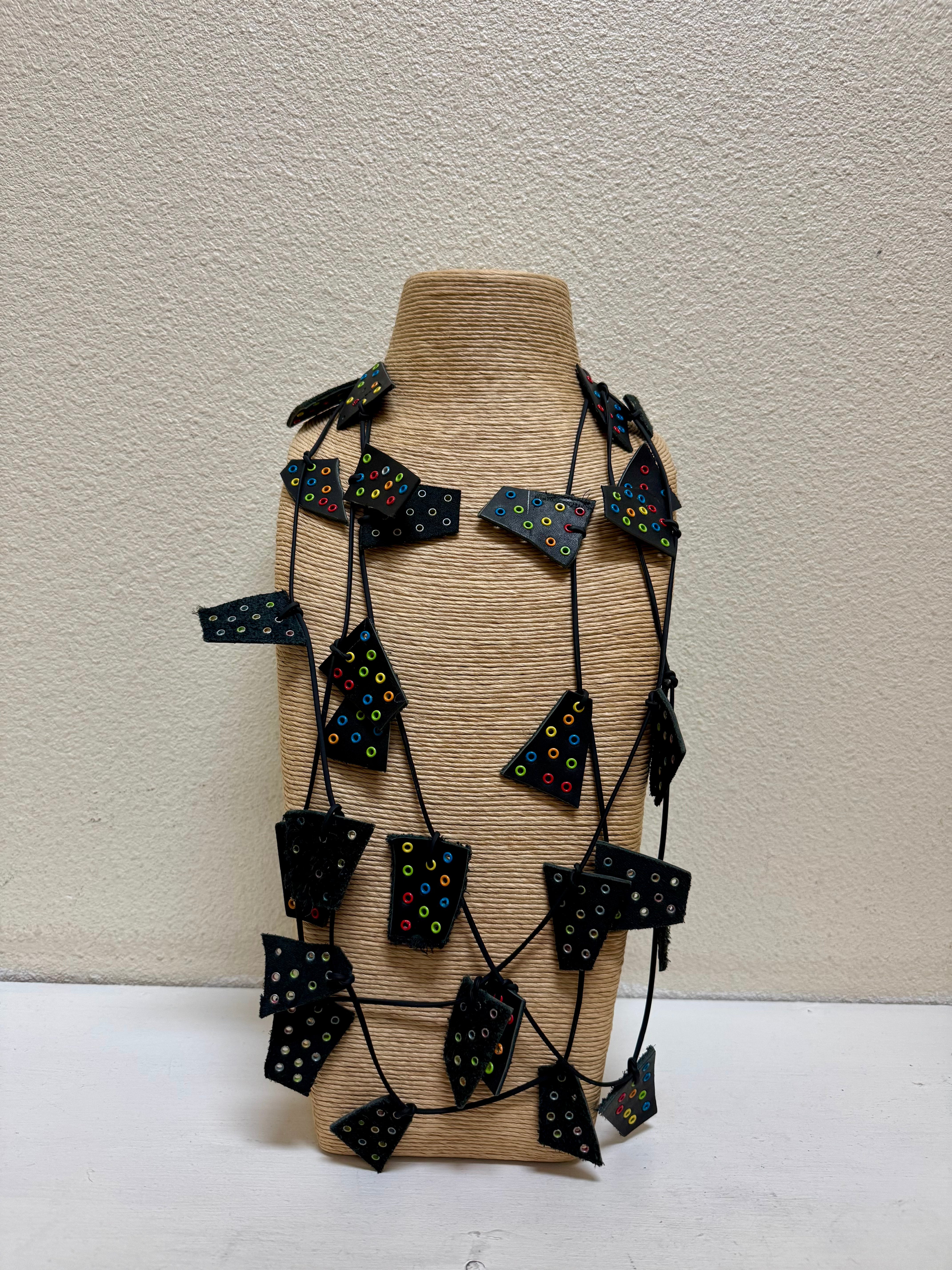 JIANHUI LONDON Multicolor Long Leather Geometric Necklace