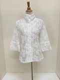 DAMEE BEADED FLOWER MESH JKT - 2420 - WHT - S ONLY