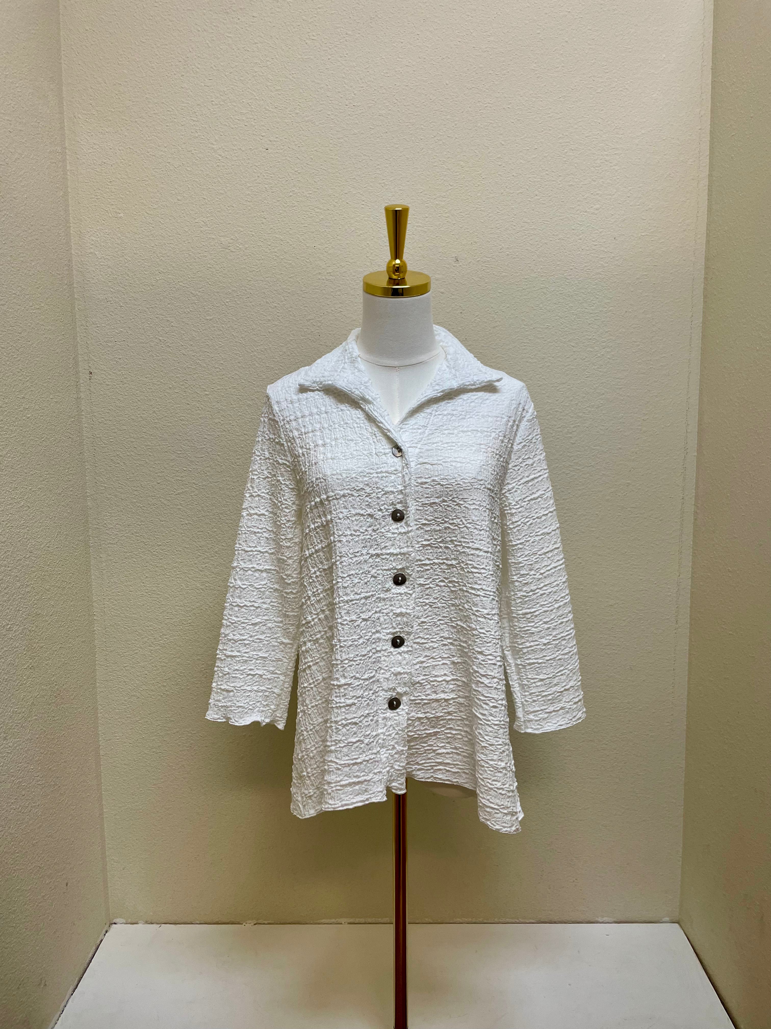 Fenini Seersucker Shirt - C46971 - WHITE