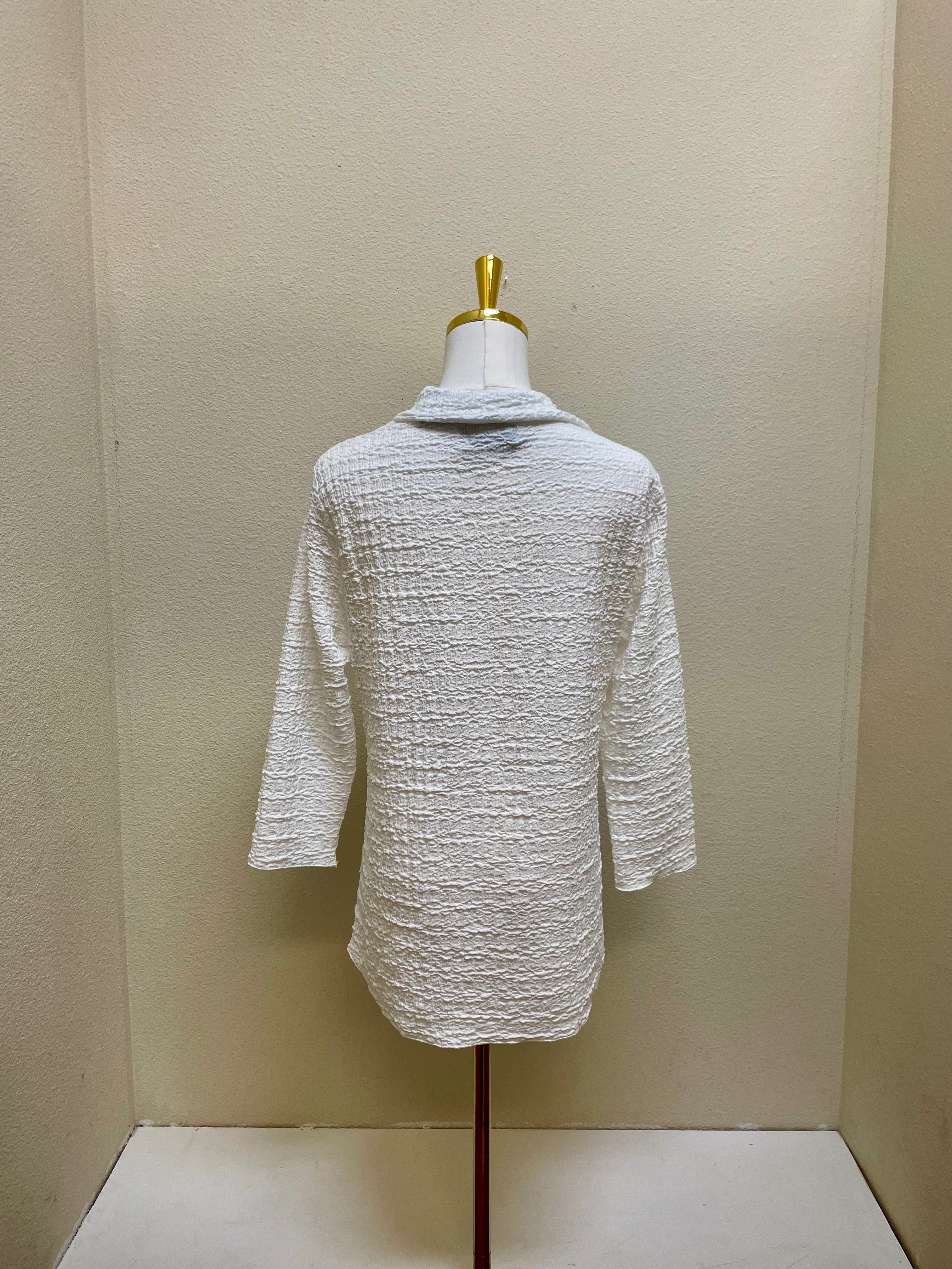 Fenini Seersucker Shirt - C46971 - WHITE