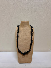 Frank Ideas Long Rubber Twisted Black Necklace