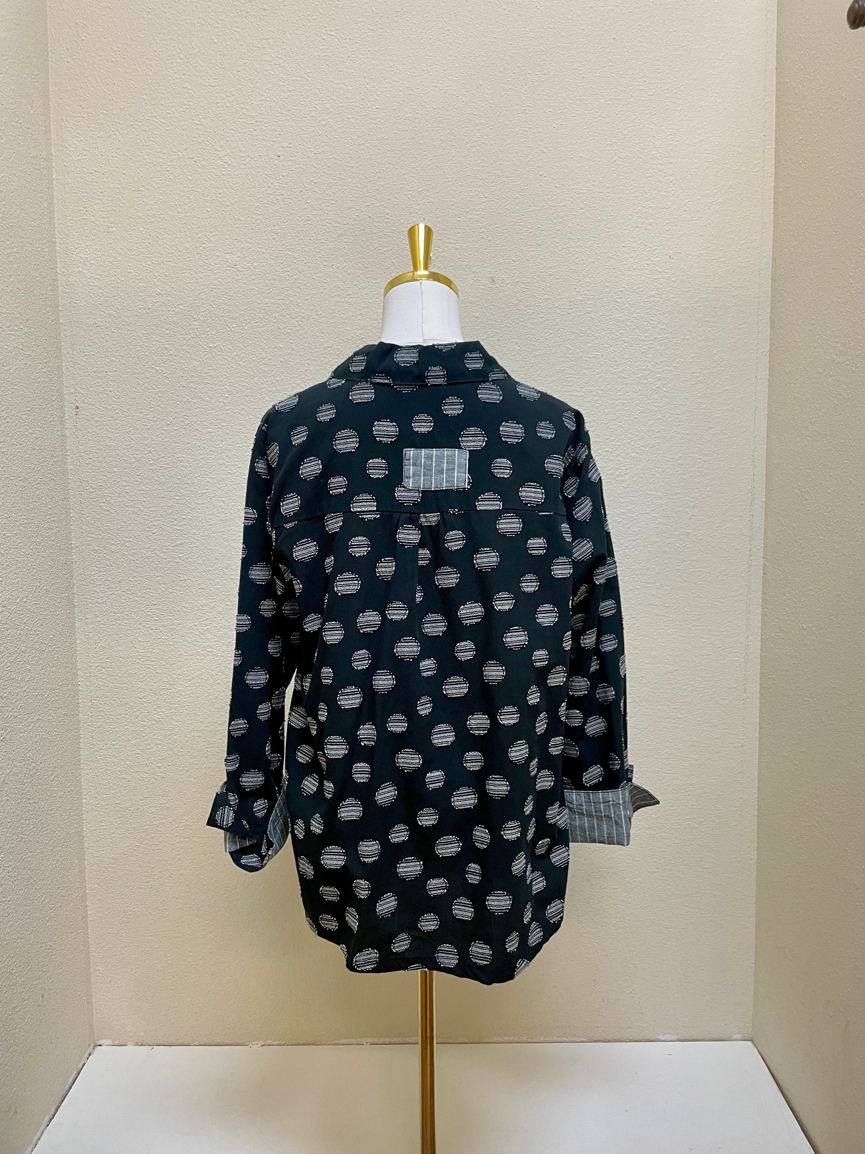 Fenini Jacquard Dot Shirt - C46932 - BLACK