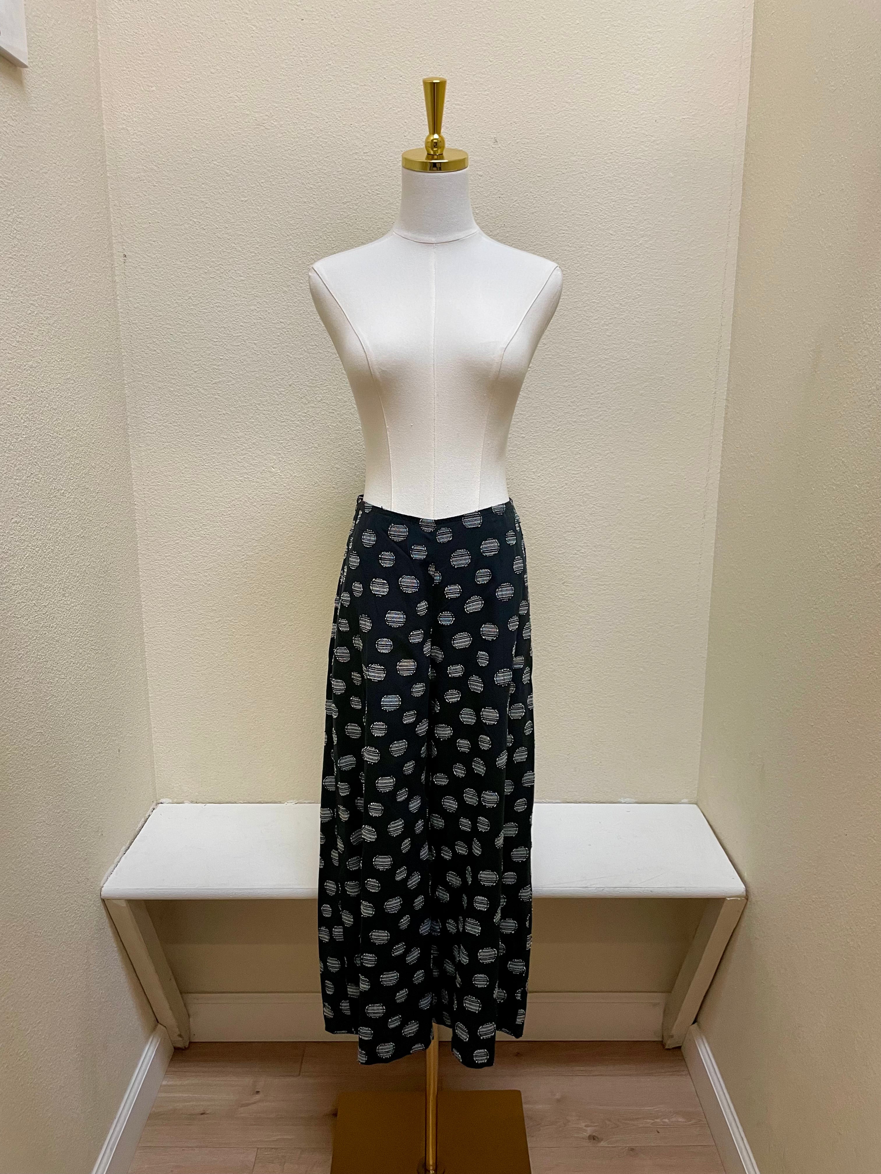 Fenini Jacquard Dot Pants - C46933 - BLACK