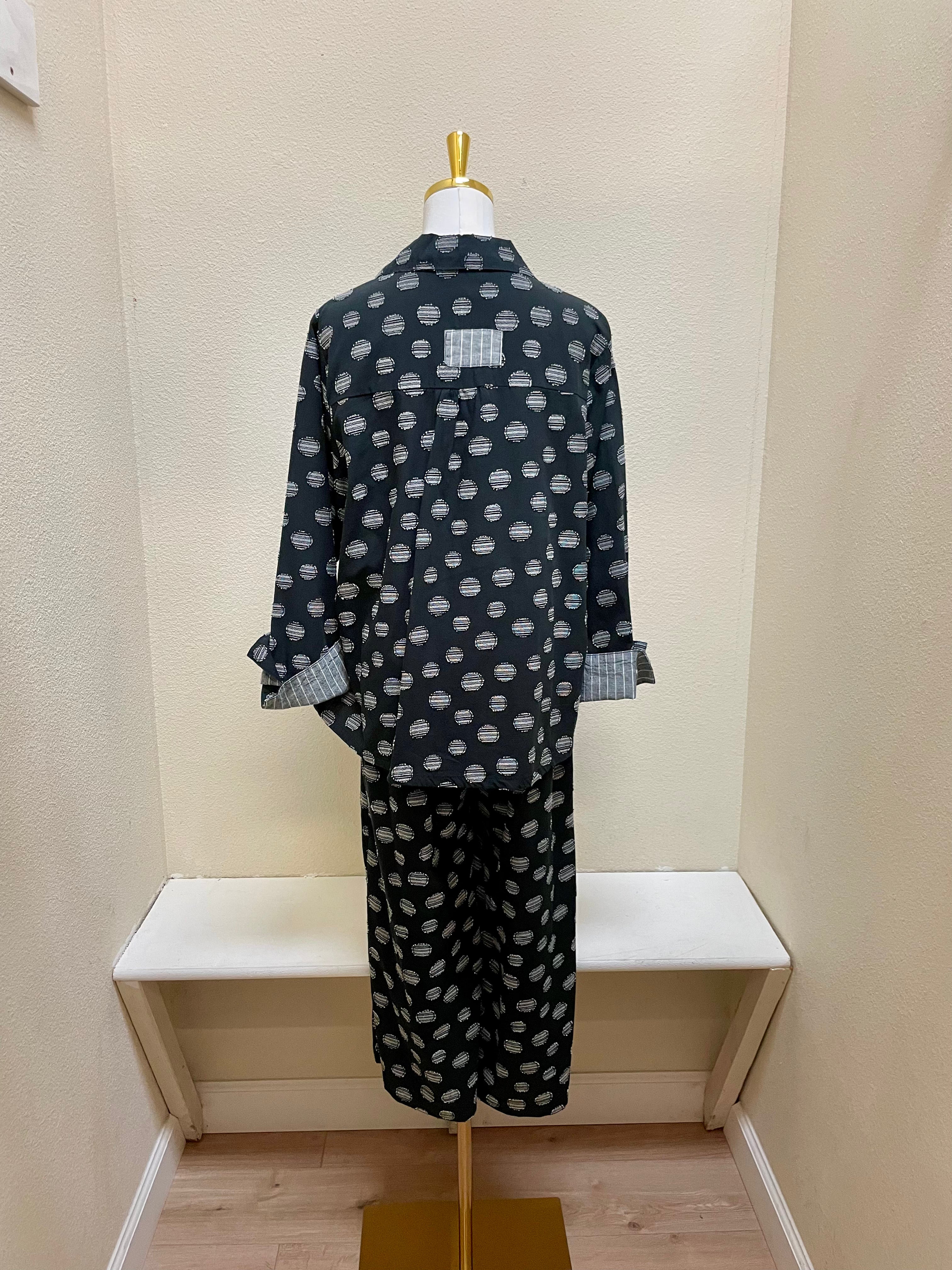Fenini Jacquard Dot Pants - C46933 - BLACK