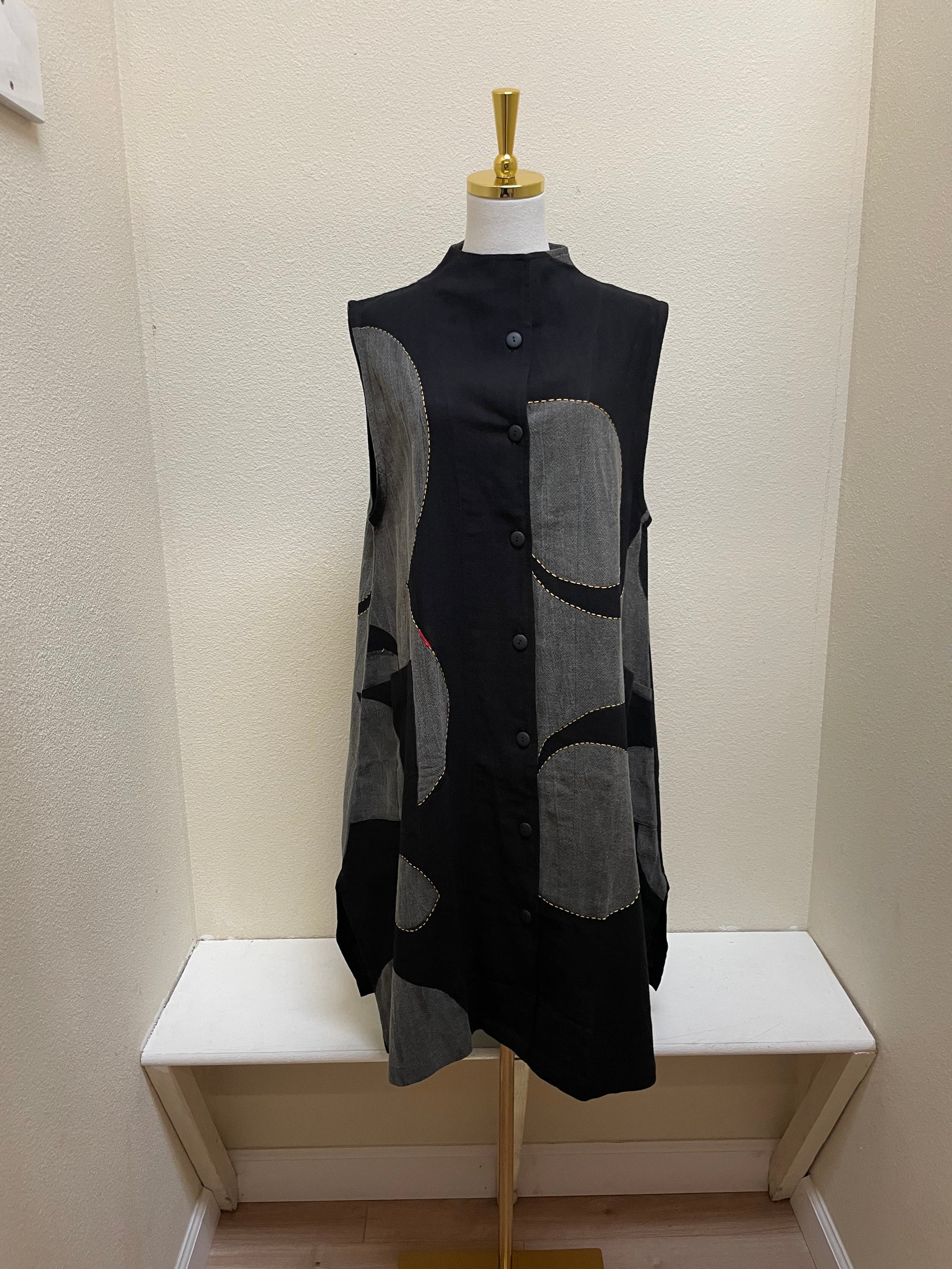 Yaza Patchwork Vest - BLACK - DJ-17197/2