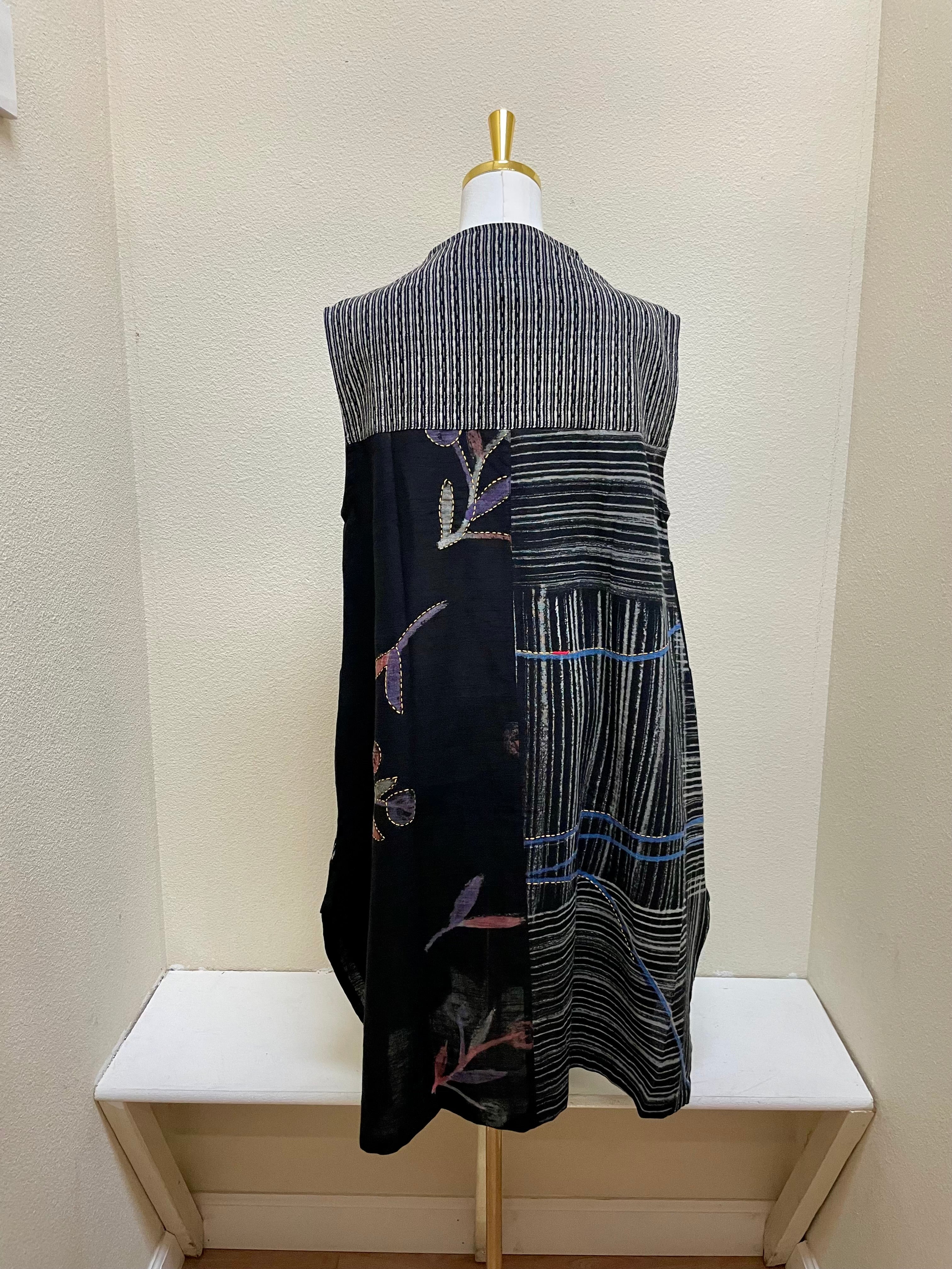 Yaza Patchwork Vest - BLACK - DJ-17197/3